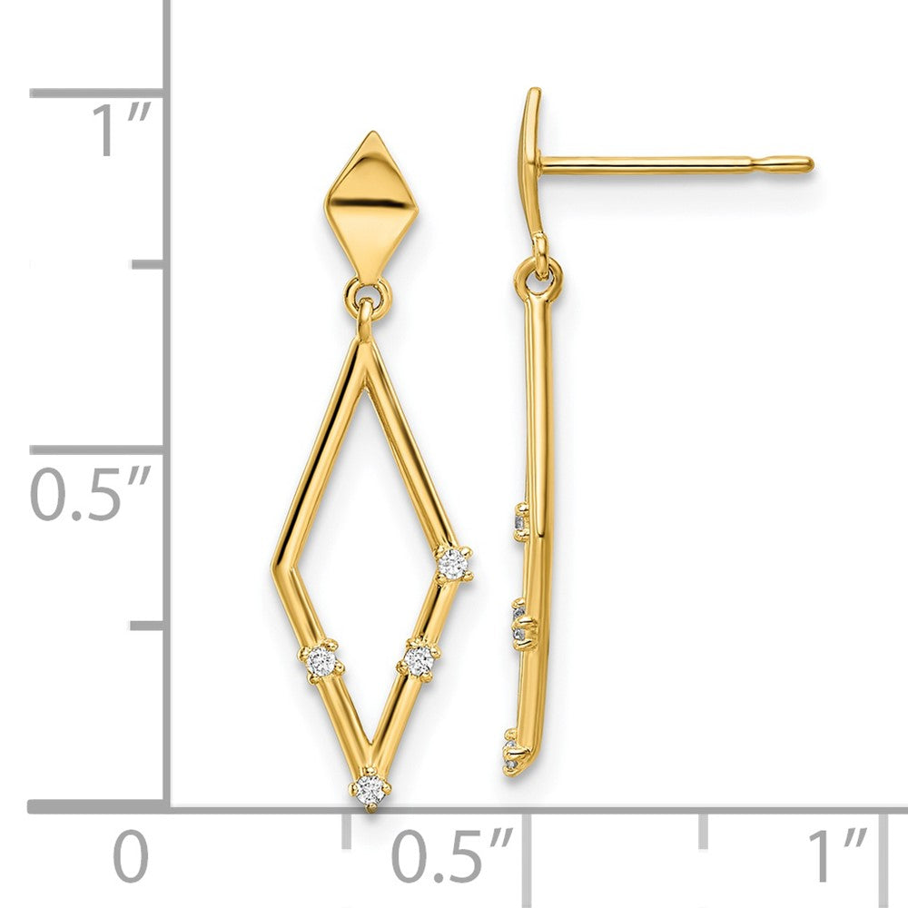 Gold CZ Dangle Post Earrings SE3028 - Elegant Cubic Zirconia Stud Earrings for Women, Perfect for Parties, Weddings & Everyday Wear