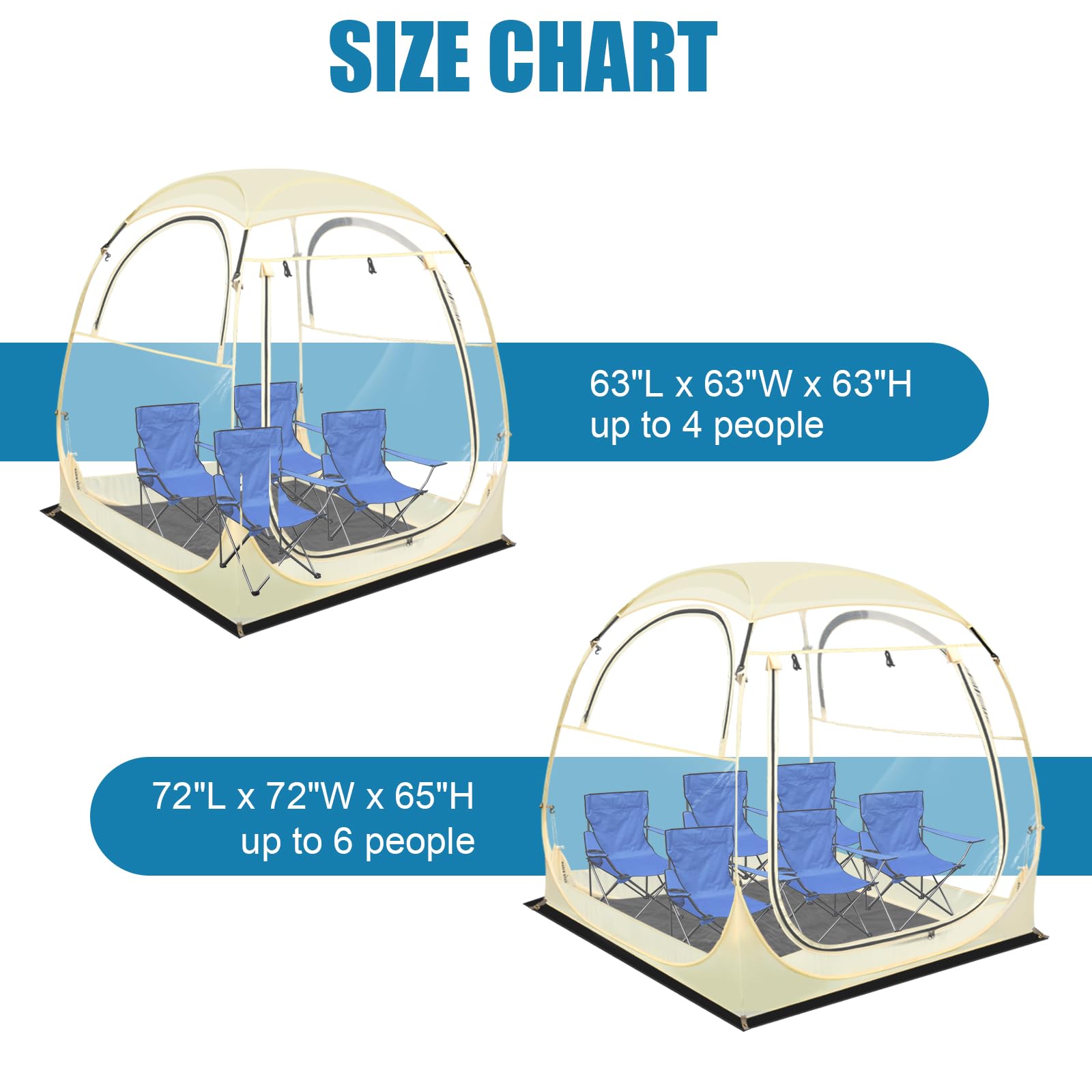 Eapele Instant Pop Up Sports Tent - 1 to 6 Person Portable Shelter for Camping, Fishing, Hiking & Outdoor Events - Waterproof Rain Protection for Picnics, Beach, Sports Games & Festivals