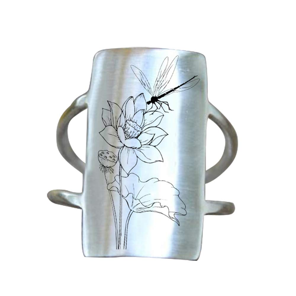 SIMONLY S925 Sterling Silver Flower Butterfly Bee Dragonfly Ring - Nature Inspired Wildflower Jewelry Gift for Women - Perfect for Outdoor Adventures, Weddings & Everyday Wear