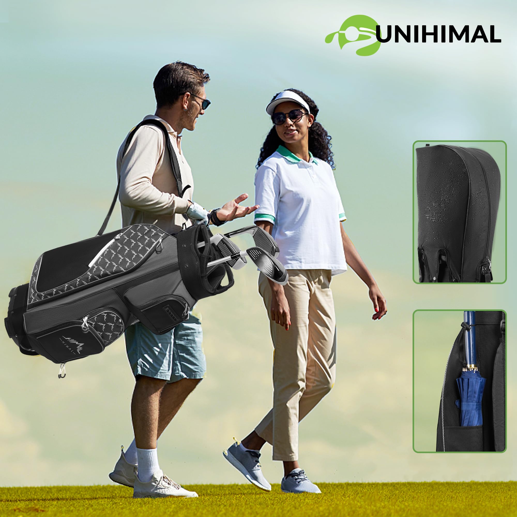 **14-Way Golf Cart Bag with Full-Length Divider Top & Multiple Pockets - Durable Men's Golf Bag with Comfortable Handles & Rain Cover - Perfect for Golf Courses, Driving Ranges & Tournaments**