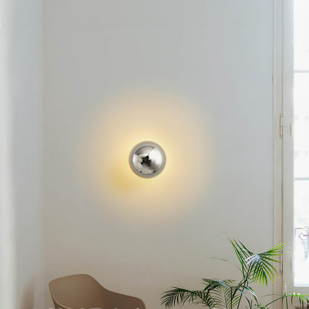 Aurum Sphere Wall Sconce - Modern Gold LED Wall Light Fixture for Living Room, Bedroom & Hallway Decor | Dimmable Indoor Lighting for Home & Office