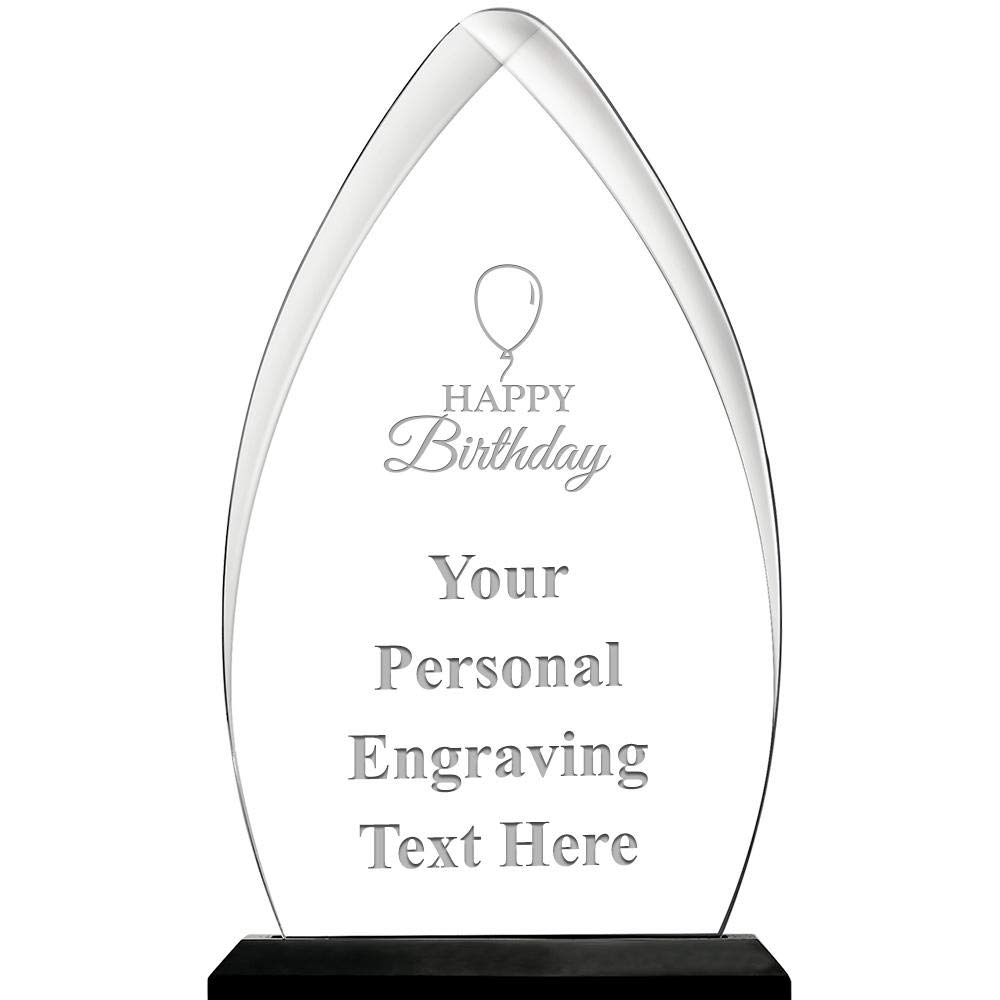 Personalized Happy Birthday Acrylic Award Trophy - 6.75 Inch Custom Engraved Gift for Birthday Celebrations, Parties & Milestones