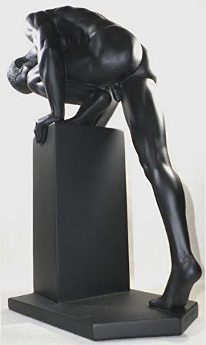 13.5 Inch Nude Figure Sculpture with Stretching Leg Pose - Matt Black Display Stand for Home & Office Decor - Perfect for Art Collectors, Interior Design, and Gift Giving