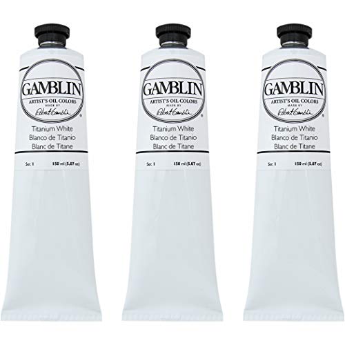 Gamblin Professional Artist Oil Paint Set - Titanium White (150ml Tubes, 3 Pack) | High-Quality Oil Colors for Canvas Painting, Portrait & Landscape Art | Perfect for Professional Artists & Art Students