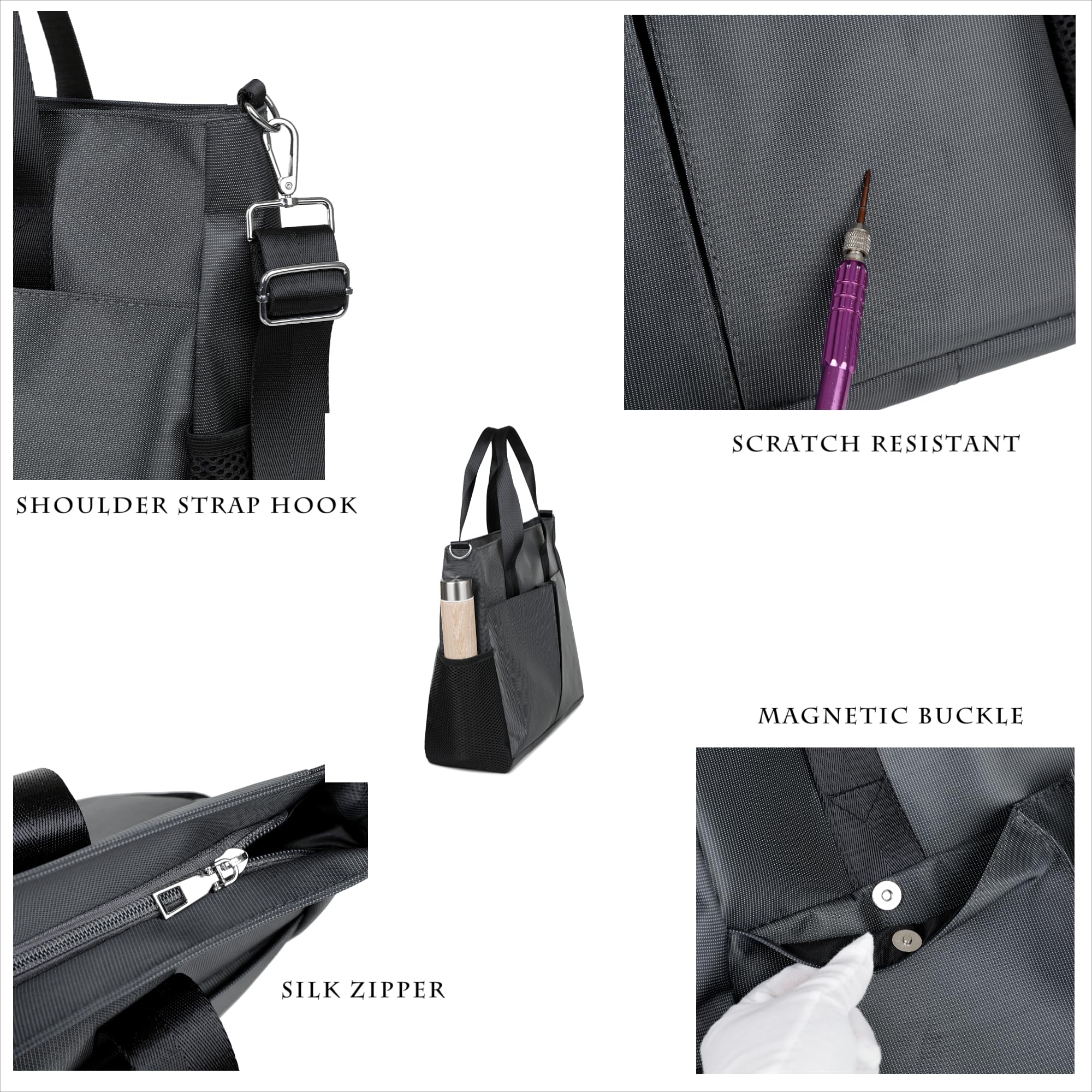 Oxford Canvas Tote Bag for Women & Men - Waterproof Nylon Crossbody Shoulder Bag with Multi-Pockets - Laptop Work Bag for Teachers, Office, Travel & Outdoor Activities | Perfect for Commuting, Shopping & Daily Use