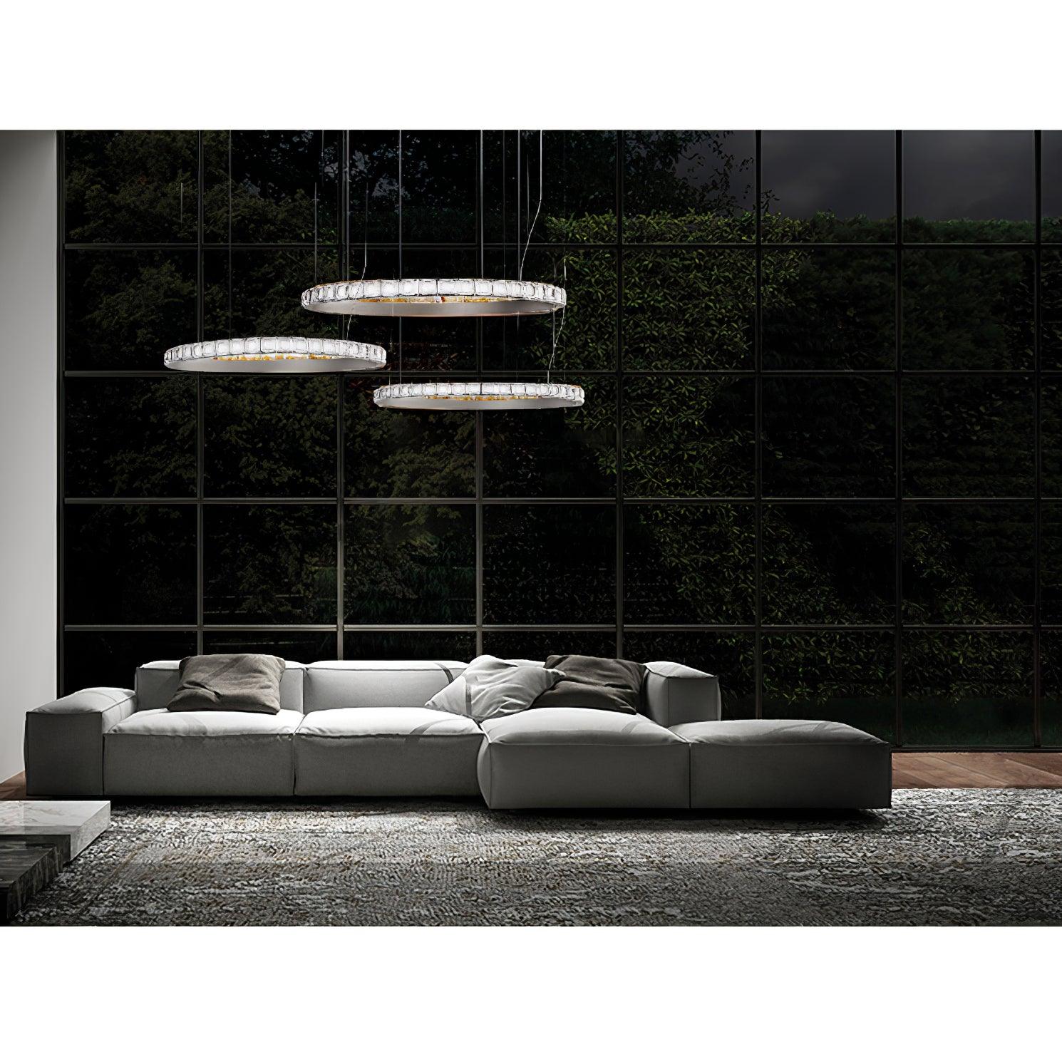 Aura Ring Chandelier - Elegant Crystal Ceiling Light Fixture for Dining Room, Living Room & Bedroom | Modern Home Decor Lighting for Wedding, Party & Special Occasions