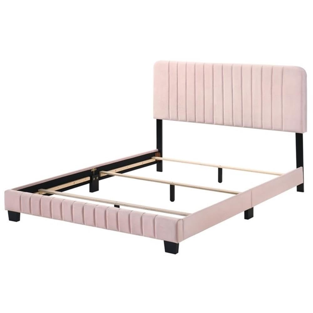 Glory Furniture Lodi Velvet Upholstered Full Size Bed in Pink - Luxurious Bedroom Furniture for Modern Home Decor