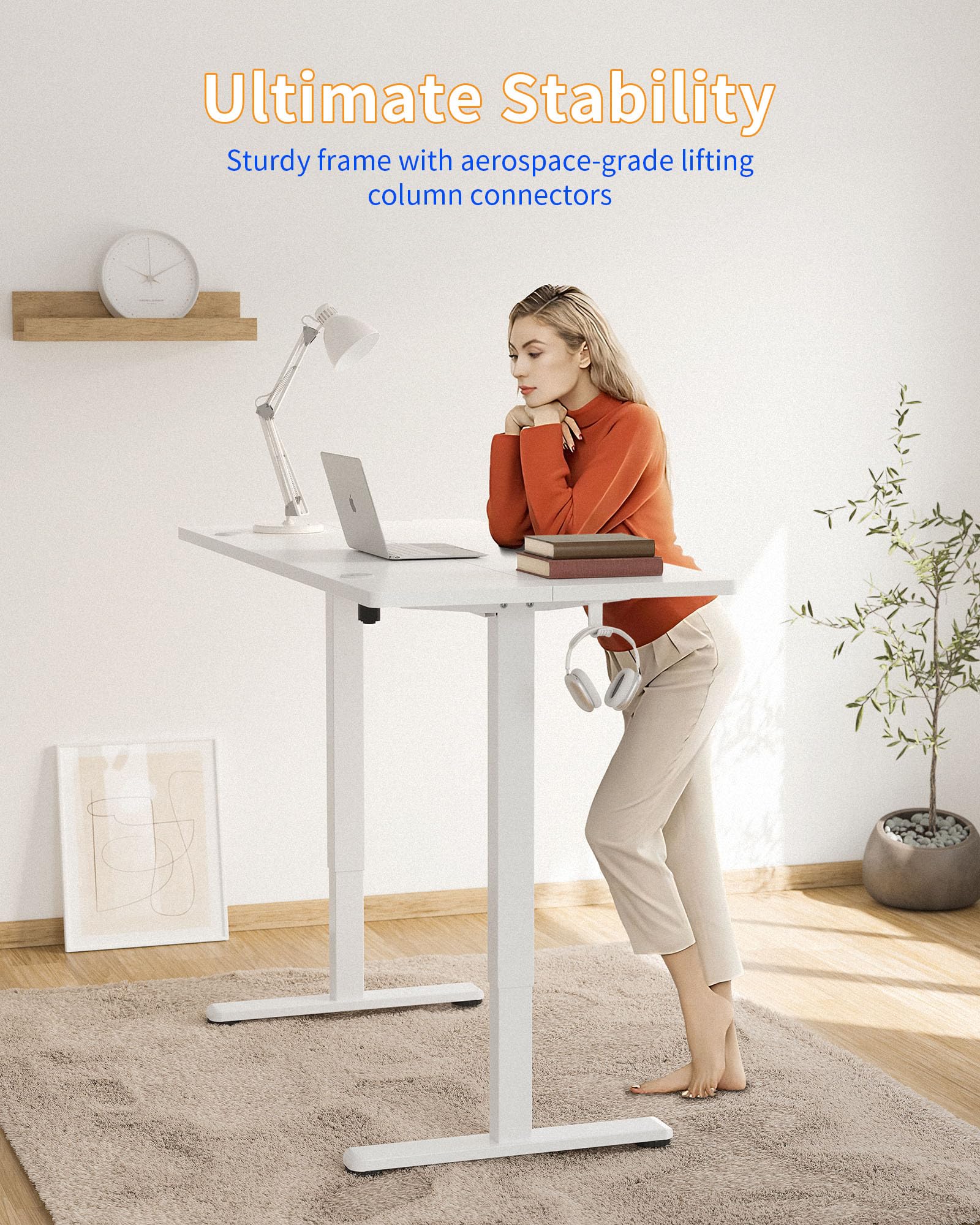 YIHAYO 63 x 24 Inches Electric Adjustable Standing Desk with Splice Board - Height Adjustable Computer Desk for Home Office (White Frame/White Top) - Perfect for Remote Work, Gaming & Study Setup