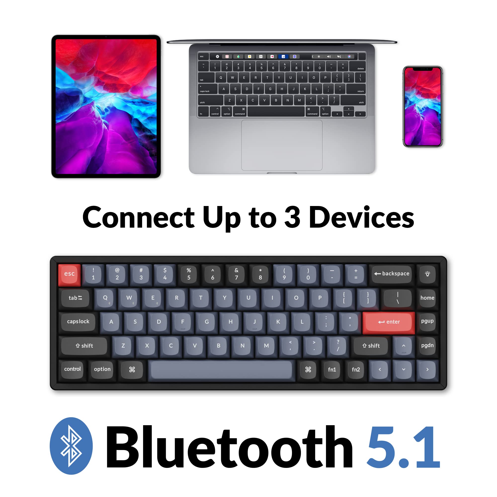 Keychron K6 Pro Wireless Custom Mechanical Keyboard - QMK/VIA Programmable, Hot-Swappable K Pro Blue Switches, 65% Compact Layout with Aluminum Frame & RGB Backlighting for Mac/Windows/Linux - Perfect for Office Work, Gaming, and Programming