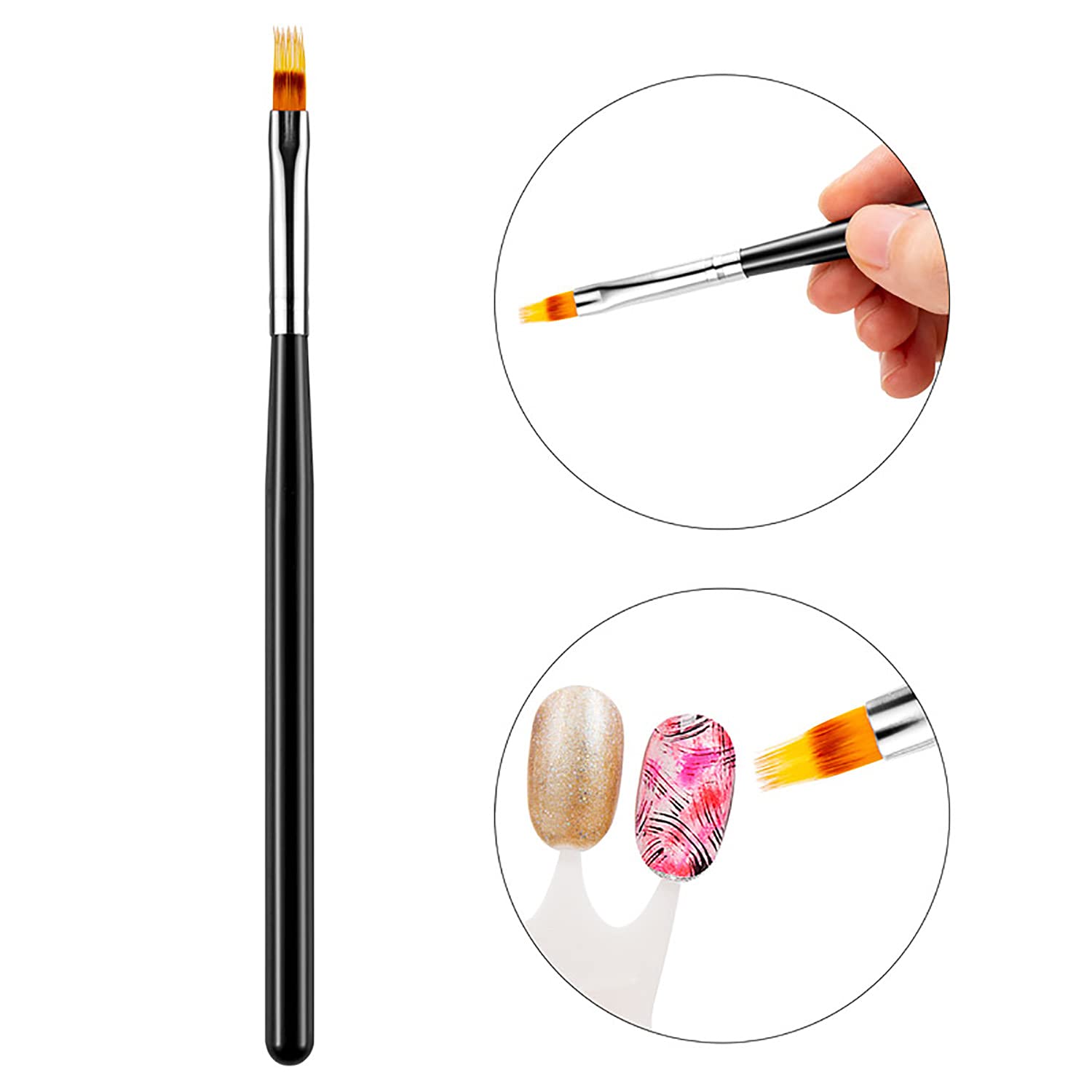WOKOTO 8-Piece Ombre Nail Brush Set with 4 Nail Sponges - Professional Nail Art Brushes for Gel, Acrylic & Gradient Nails - Includes Liner Brushes & Dotting Tools in Various Sizes - Perfect for Salon, Home Manicures & DIY Nail Art Designs