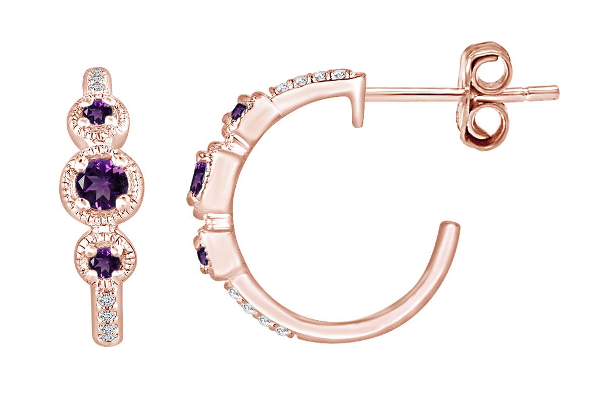 14k Gold Over Sterling Silver Simulated Birthstone & White Cubic Zirconia Hoop Post Earrings for Women - Perfect for Birthdays, Anniversaries & Everyday Elegance