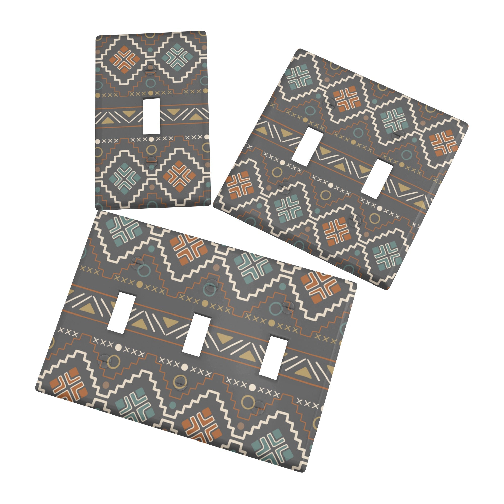 Southwestern Style Wall Plate Set of 3 - Decorative Switch Plate Covers for Home Decor - Perfect for Living Room, Bedroom, and Southwestern Themed Interiors
