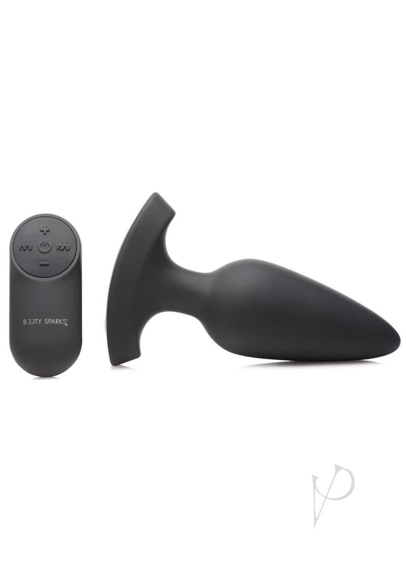 Booty Sparks Laser F... Me Rechargeable Silicone Anal Plug with Remote Control - Large Black Adult Toy with Red LED Light for Couples Play & Solo Pleasure