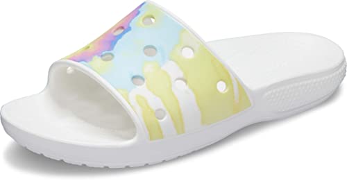 Crocs Unisex-Adult Graphic Classic Slide Sandals - Comfortable Slip-On Pool & Beach Shoes for Men and Women - Perfect for Summer, Vacation, and Casual Wear