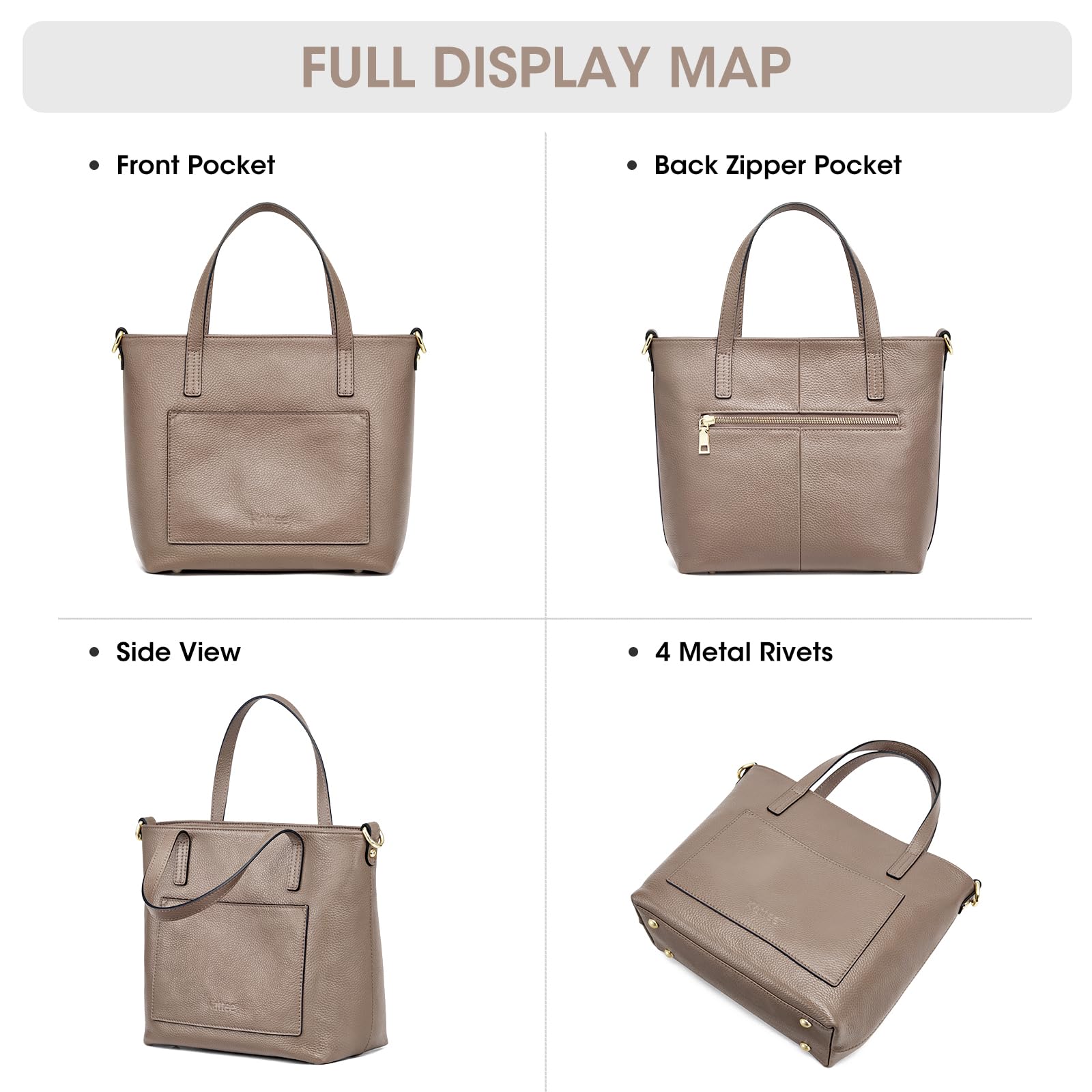 Kattee Soft Leather Tote Bags for Women - Stylish Shoulder Purses & Handbags with Top Handle - Perfect for Work, Travel & Everyday Use