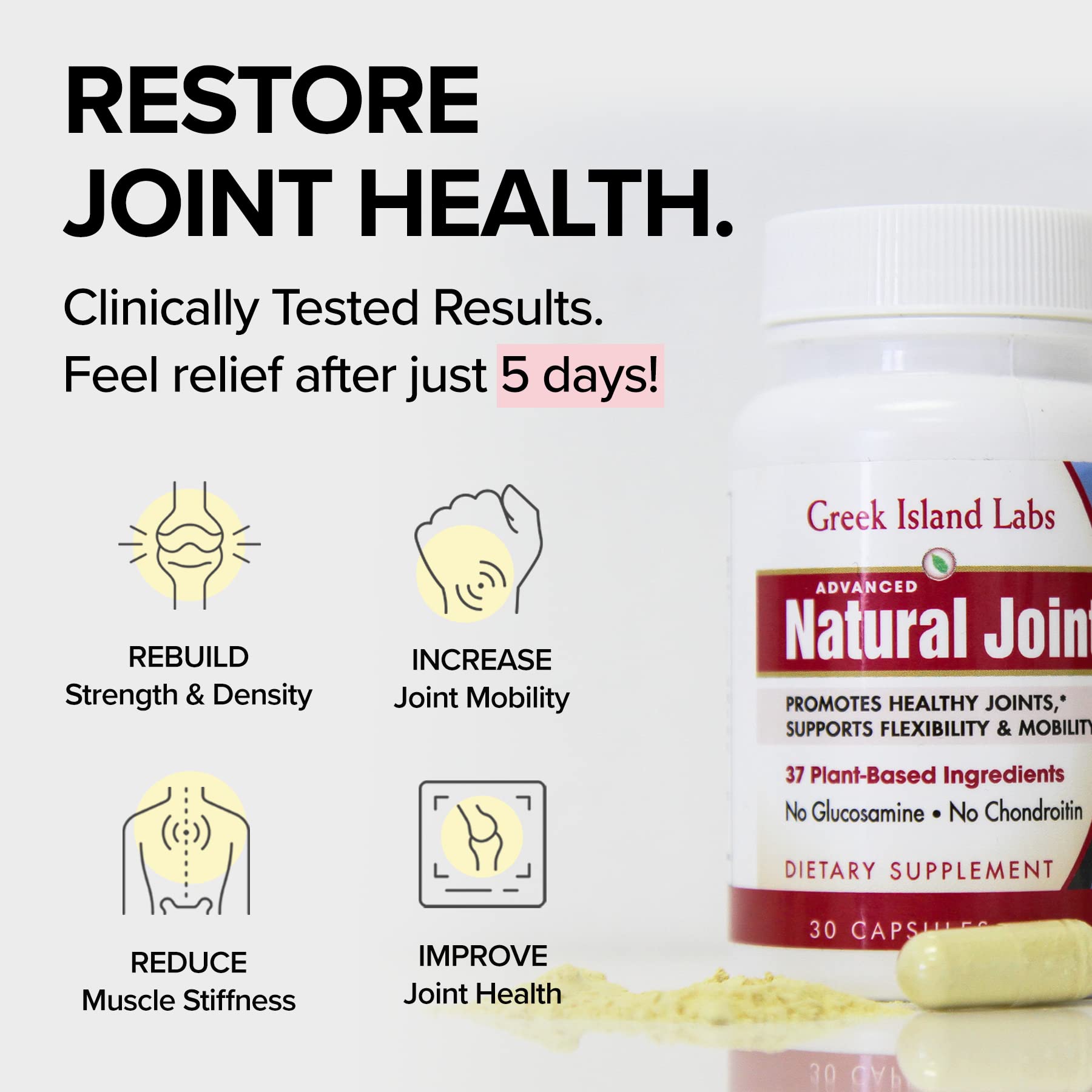 Natural Joint Advanced - Organic Plant-Based Joint Supplements for Flexibility & Mobility - Supports Active Lifestyle, Exercise & Daily Comfort
