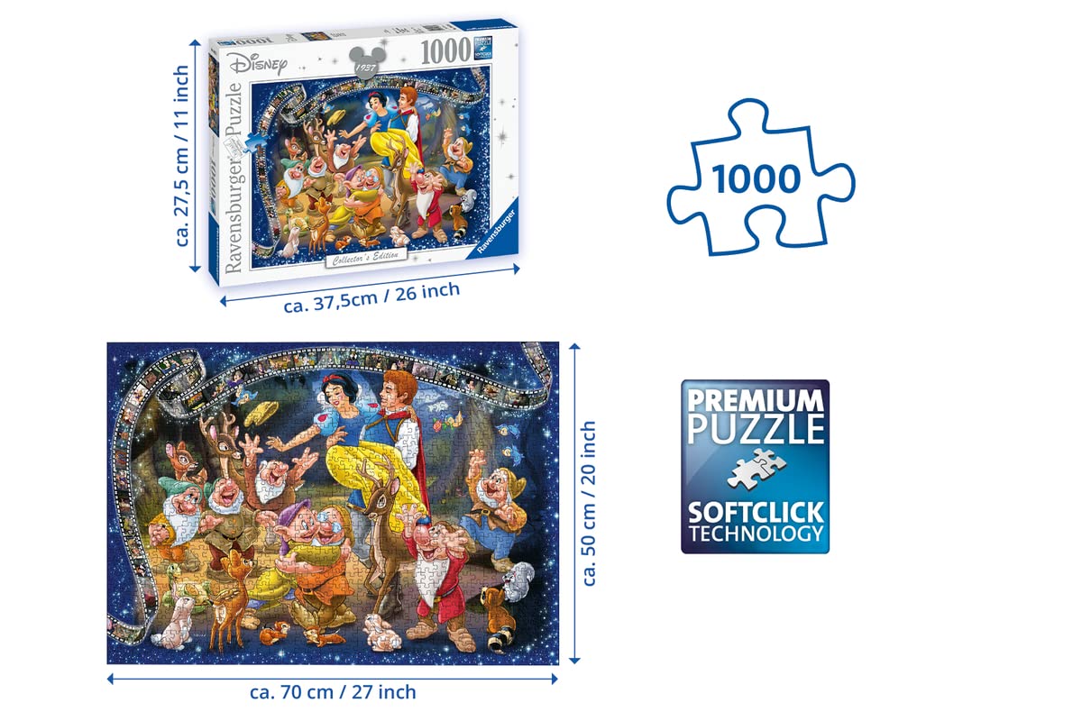 Ravensburger Disney Snow White 1000 Piece Jigsaw Puzzle for Adults - Premium Quality Puzzle Glue Included for Framing - 70x50 cm - Perfect for Family Game Night, Home Decor & Gift Ideas