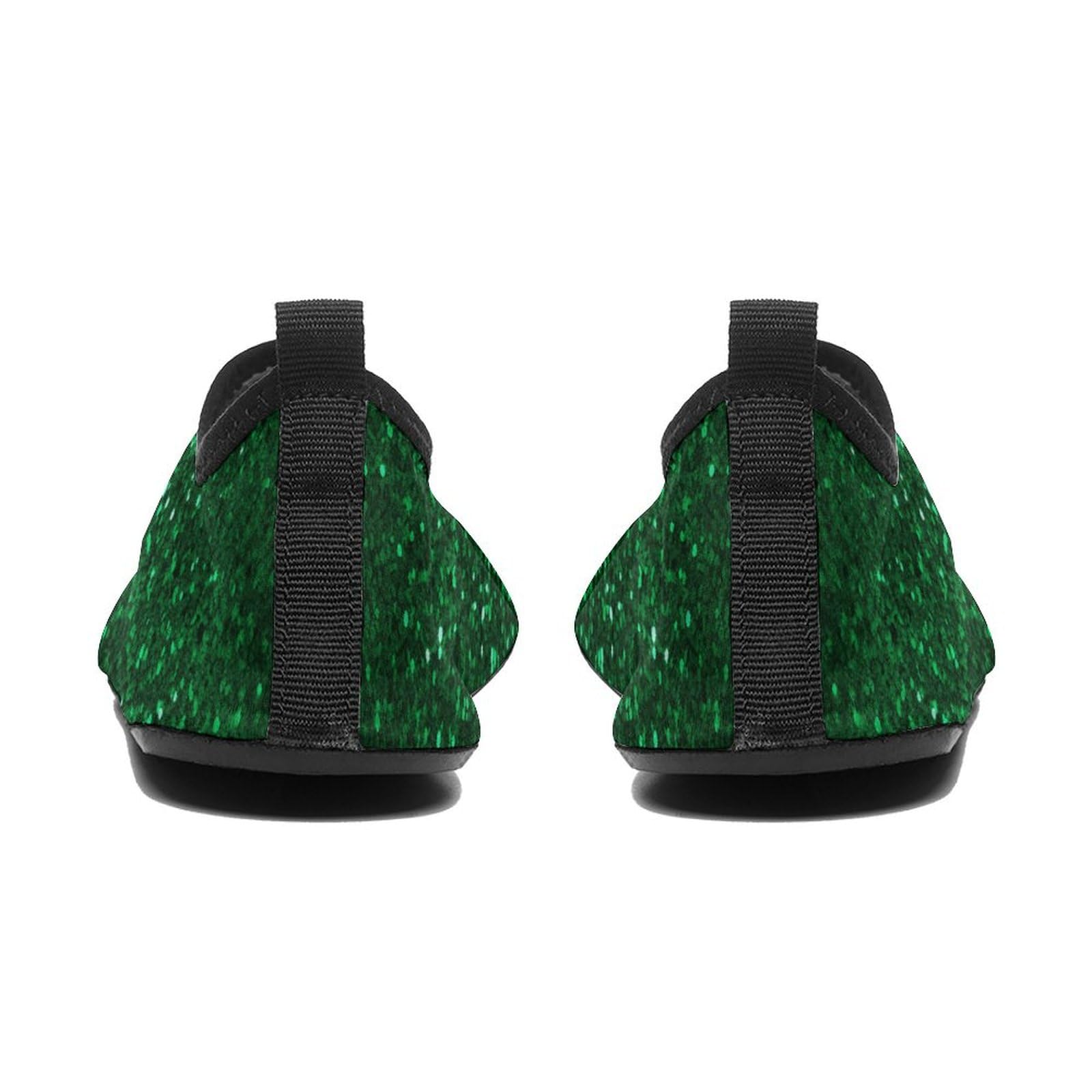 **Women's & Men's Quick-Dry Water Shoes - Barefoot Aqua Swim Beach Shoes with Green Sequin Sparkle for Sports, Hiking & Outdoor Activities**    *(Perfect for Swimming, Beach Walks, Yoga, Kayaking & Water Sports)*