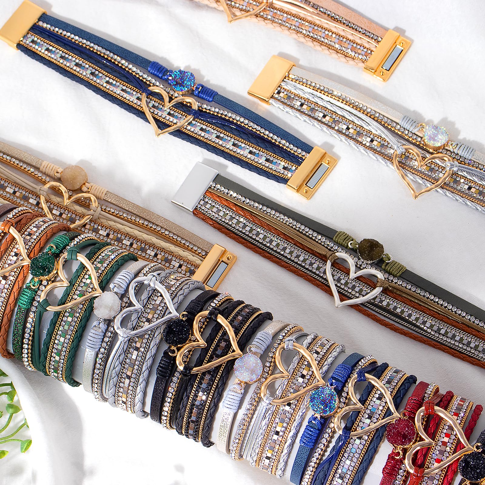 Boho Leather Wrap Bracelets for Women - Trendy Stackable Infinity Bracelets, Layered Boho Jewelry Gifts - Perfect for Everyday Wear, Festival Outfits & Bohemian Style Accessories