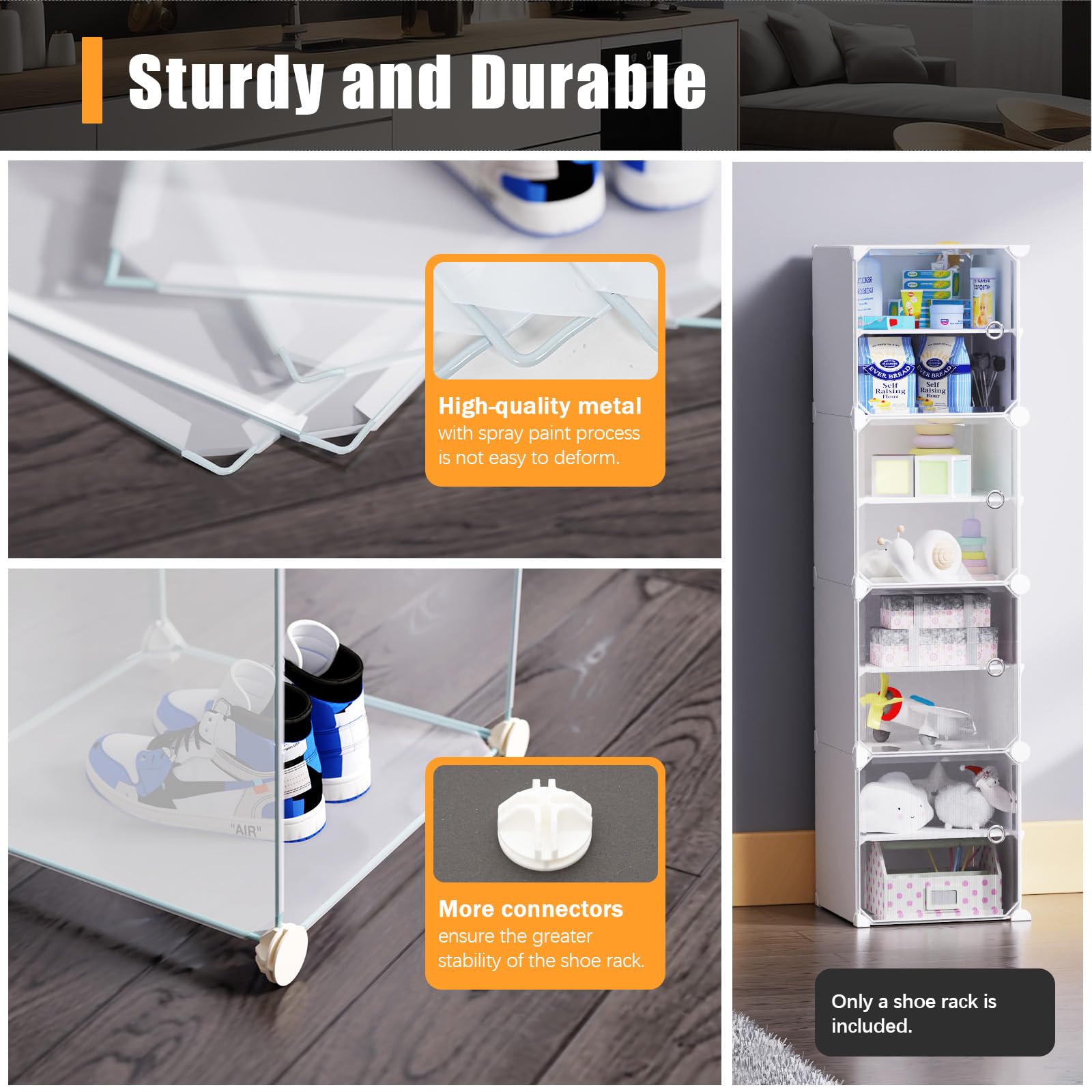 12-Tier Expandable Shoe Rack Organizer with Doors - Free Standing Stackable Shoe Storage Cabinet for Closet, Entryway & Hallway - Holds 96 Pairs of Shoes - Perfect for Small Spaces & Home Organization (White)