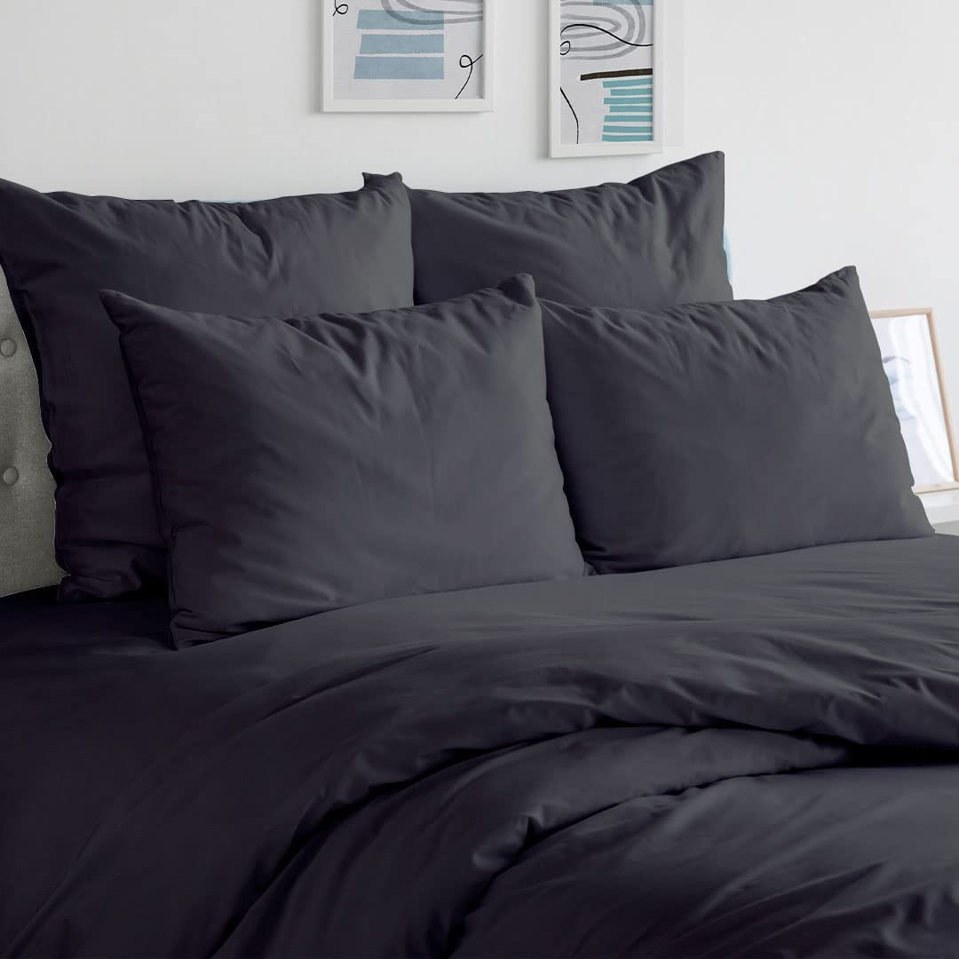Sunday Home 400 Thread Count 100% Cotton Sheets - Solid Dark Grey Twin Size 4-Piece Bed Sheet Set | Ultra Soft Long Staple Sateen Weave Luxury Sheets with 15