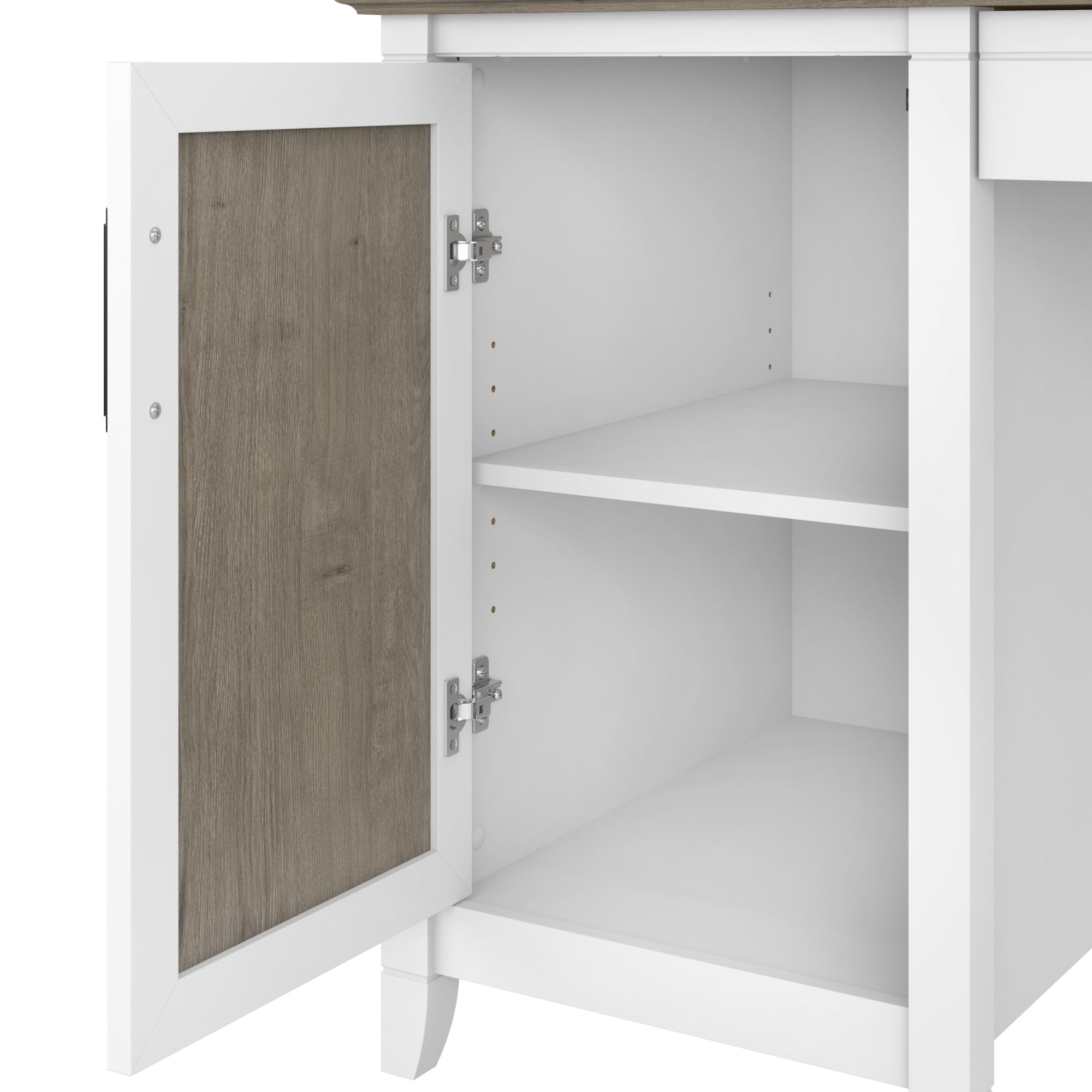 Bush Furniture Key West Computer Desk with Storage - Farmhouse Style PC Table for Home Office in Pure White & Shiplap Gray, 54