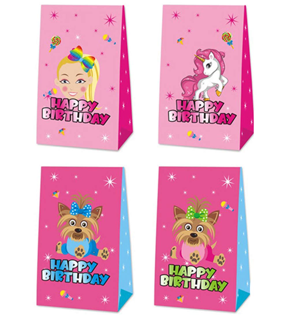 24 Pack JOJO Themed Party Gift Bags for Kids - Birthday Party Supplies, Decorations for Girls & Boys - Perfect for Birthday Celebrations, Themed Events & Goodie Bags