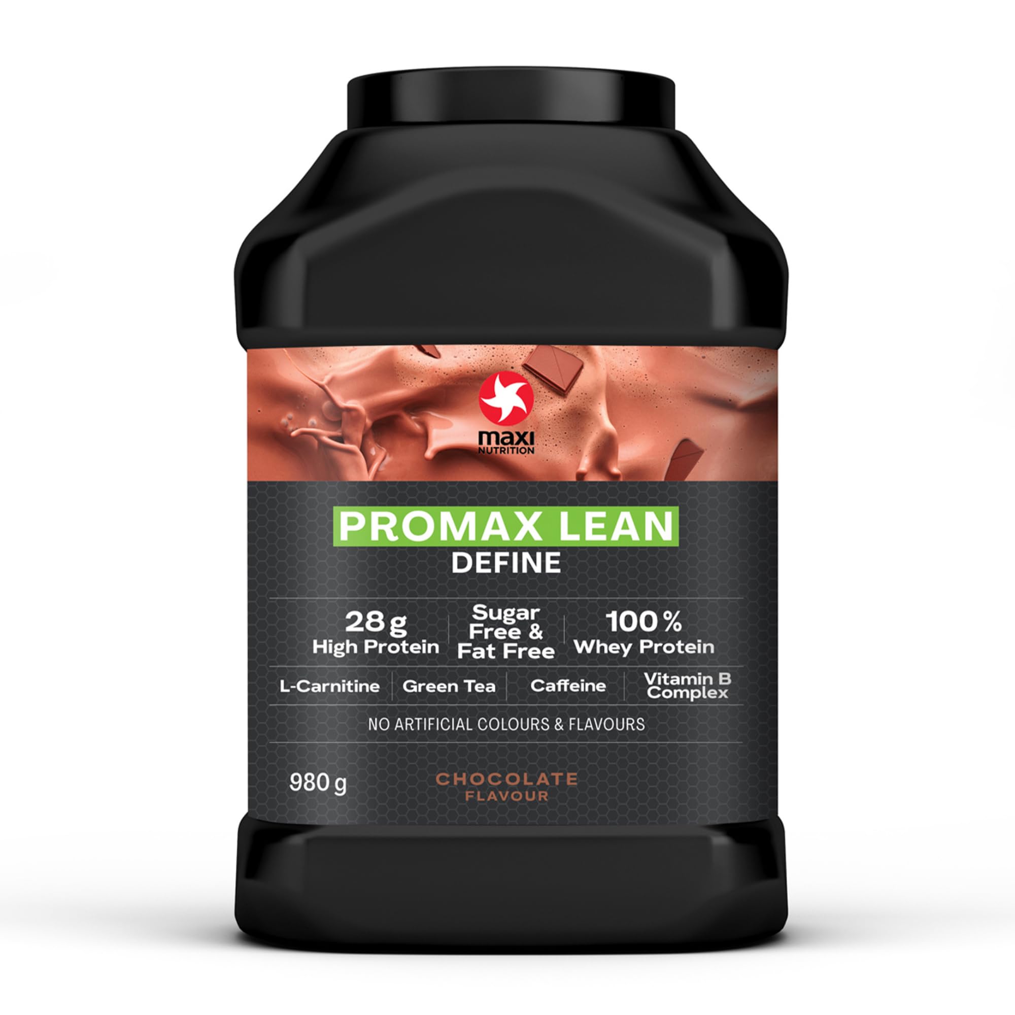 MaxiNutrition Promax Lean Chocolate Whey Protein Powder - 28g Protein, Sugar Free, Fat Free, 128kcal per Serving for Lean Muscle Development - Ideal for Post-Workout Recovery & Weight Management (980g)