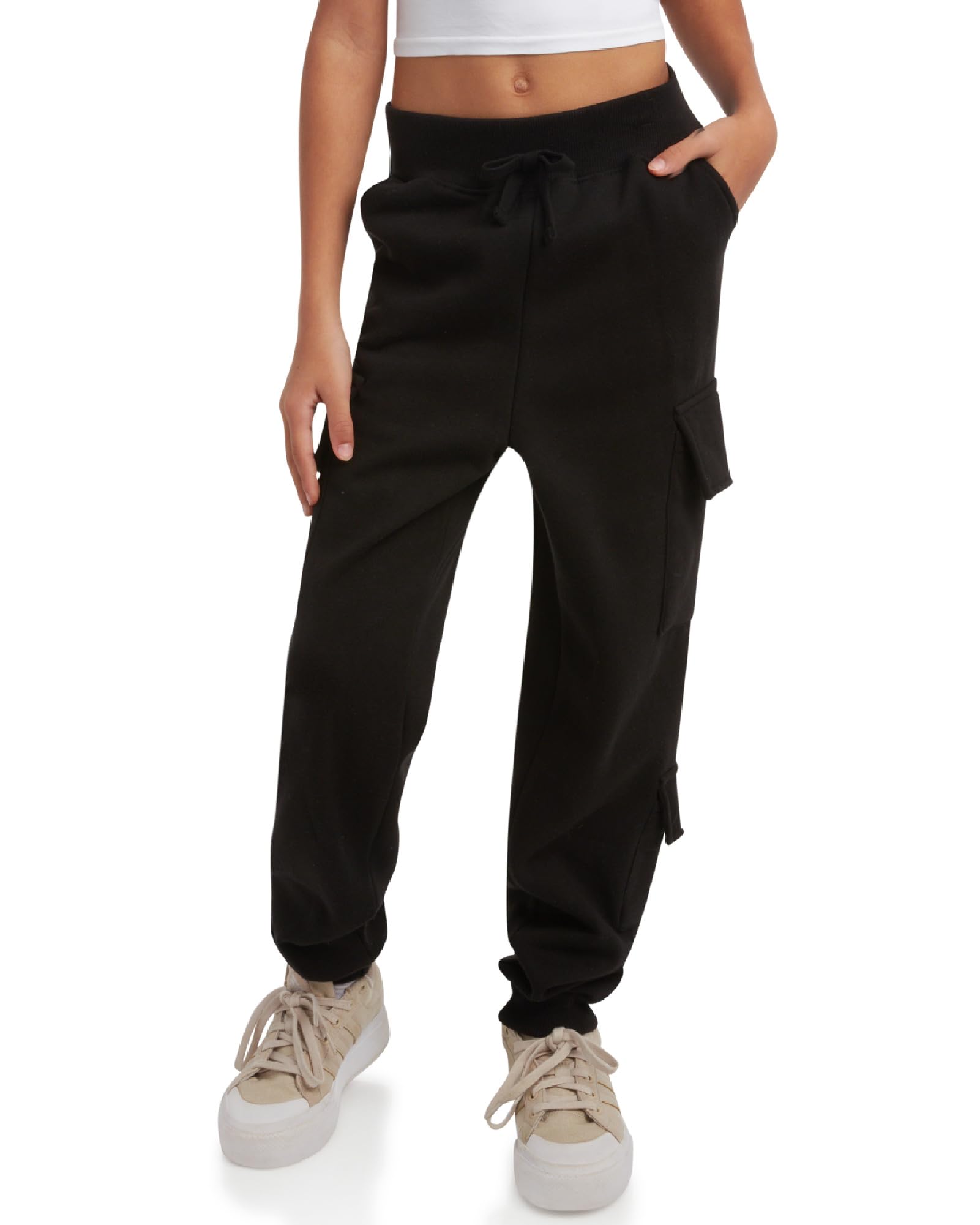 Dreamstar Girls' Fleece Jogger Pants - Soft Oversized Cargo Pants for Teen Girls 7-16 Years - Baggy Loose Fashion Joggers for School, Lounge & Winter Outfits
