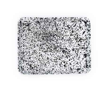 Crow Canyon Enamelware Jelly Roll Pan - 13x9 Inch Rectangular Baking Tray with Non-Stick Black Marble Design | Perfect for Baking Cakes, Brownies, and Sheet Pan Meals