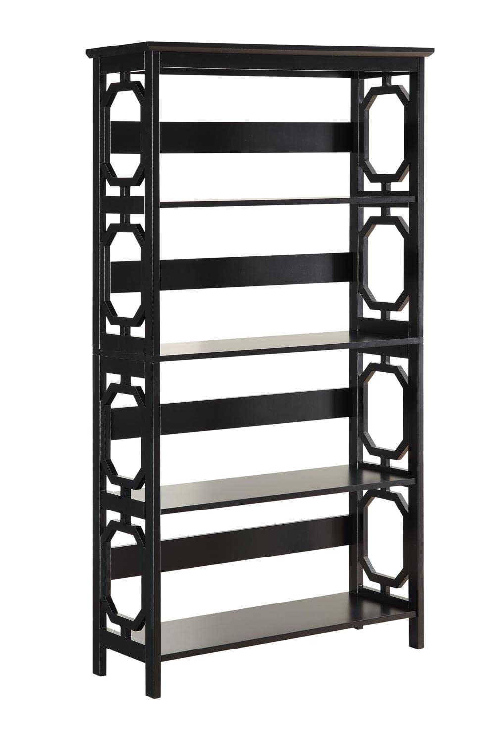 Convenience Concepts Omega 5-Tier Bookcase in Black - Modern Bookshelf for Home Office, Living Room & Bedroom Organization