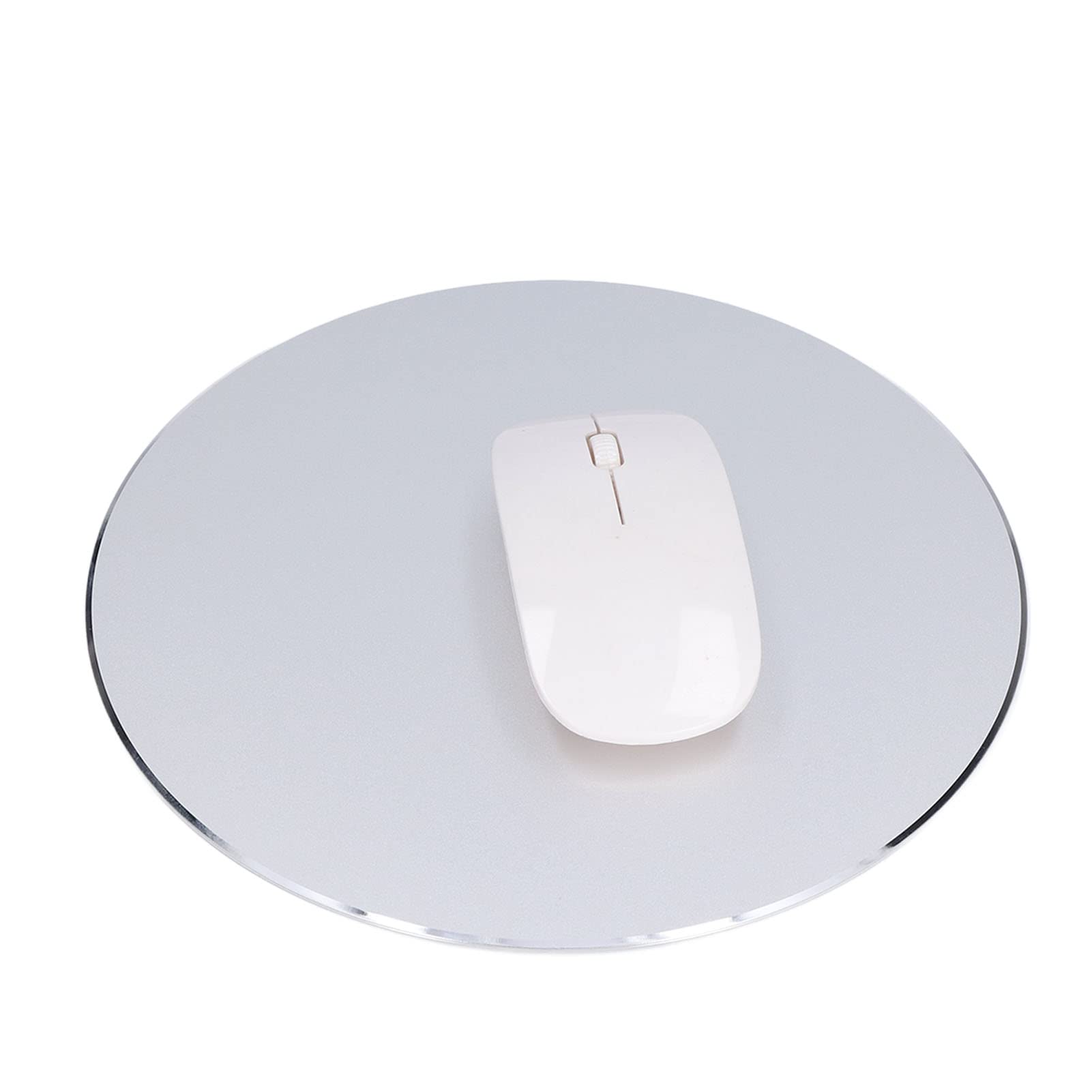 Premium Aluminum Mouse Pad - Smooth Glide & Precise Control for Gaming & Office Use, Non-Slip Base, Easy to Clean, Ergonomic Round Design (Silver) - Perfect for PC, Laptop, Workstation & Esports Setup