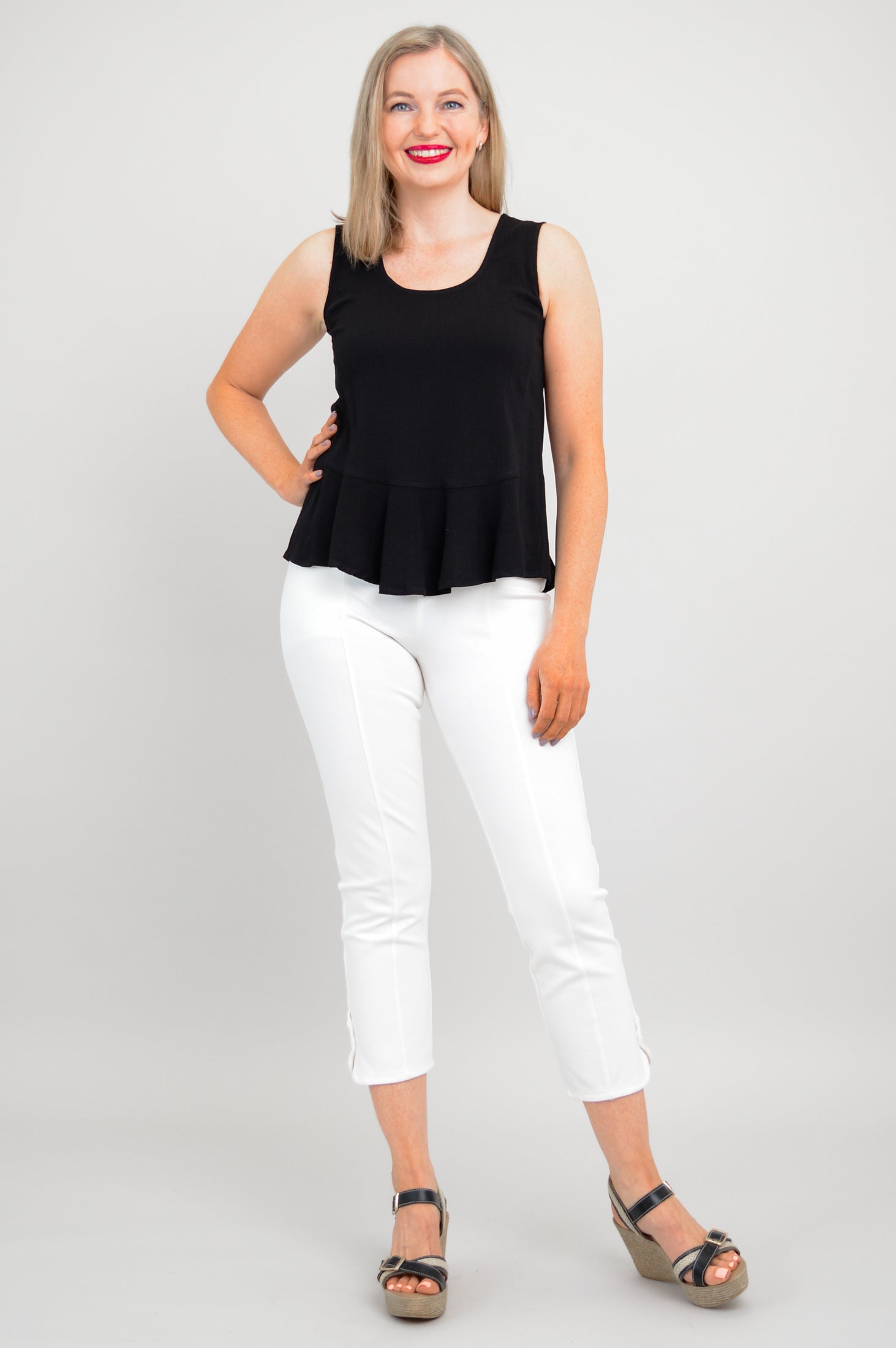 Ginny Tank Top for Women - Soft Black Linen Bamboo Blend - Perfect for Summer, Yoga, and Casual Wear