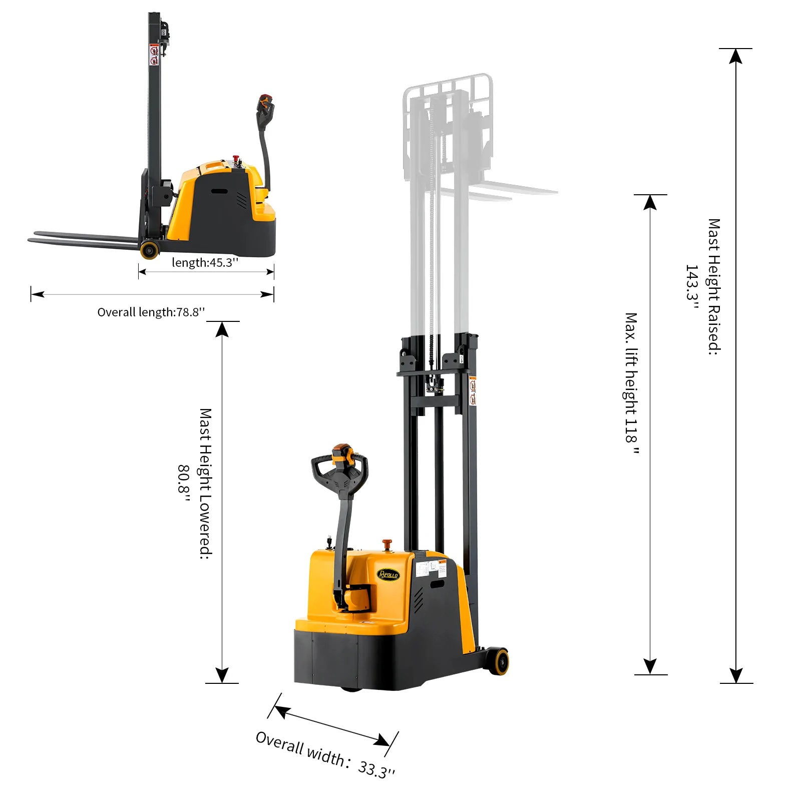 Apollolift A 3031 Electric Counterbalance Stacker - 118