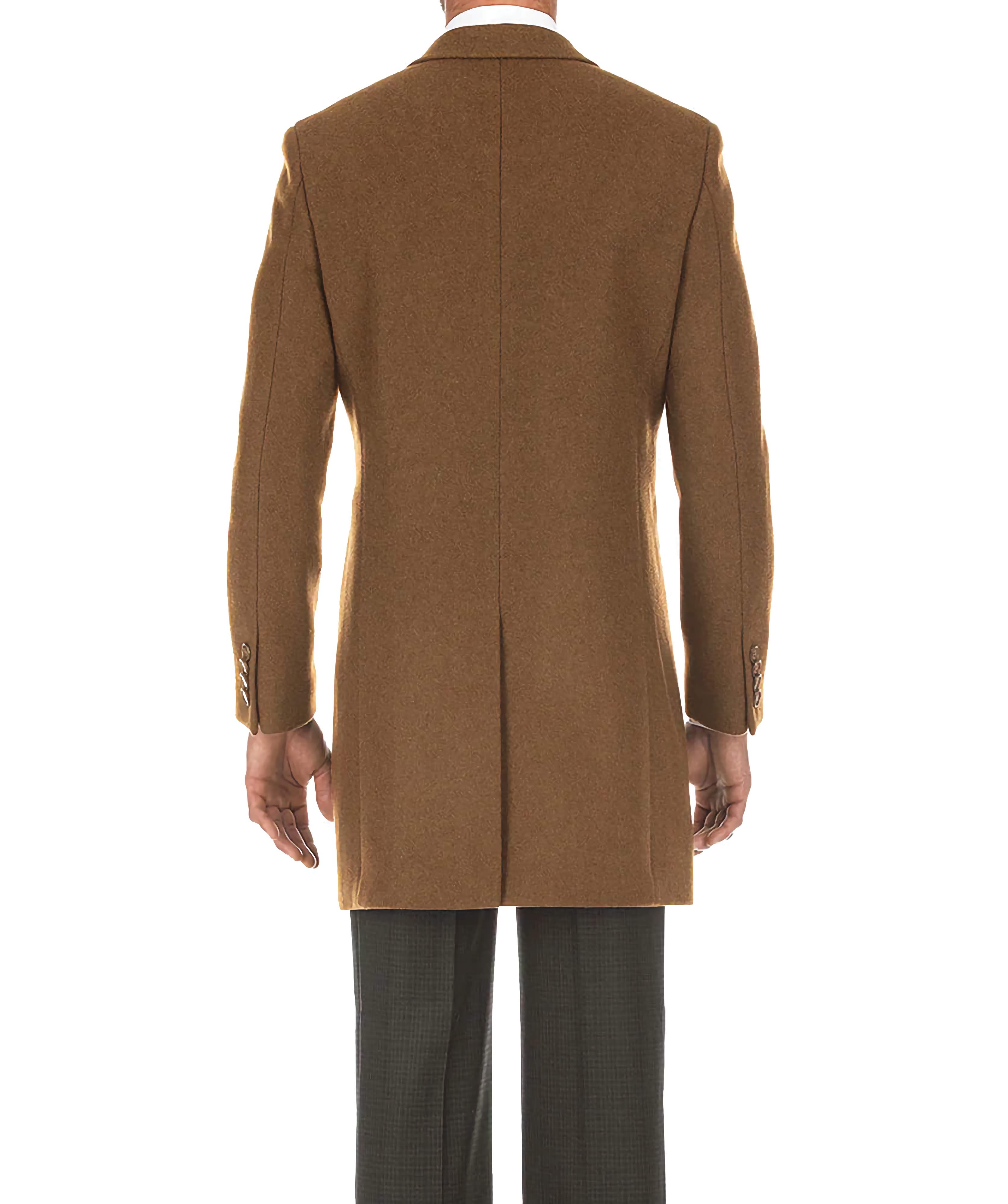 English Laundry Camel Slim Fit Wool Blend Overcoat for Men | Fall Winter Essential Coat | Perfect for Business, Office & Formal Occasions