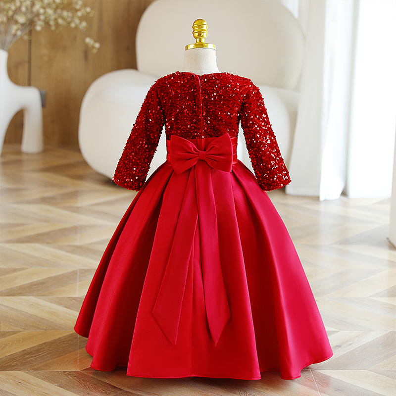 Sparkly Red Princess Dress for Girls - Elegant Sequin Party Gown for Birthday, Pageant & Special Occasions