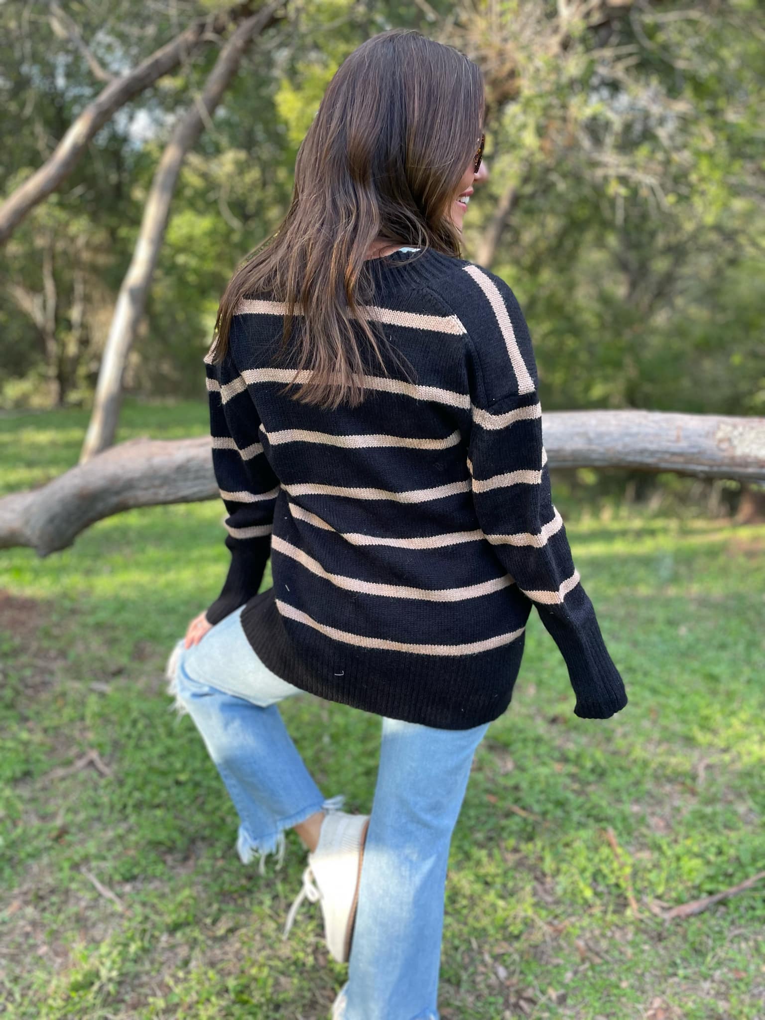 Brooks Striped Cardigan for Women - Soft Knit Long Sleeve Open Front Sweater | Perfect for Fall & Winter Layering, Office Wear & Casual Outfits