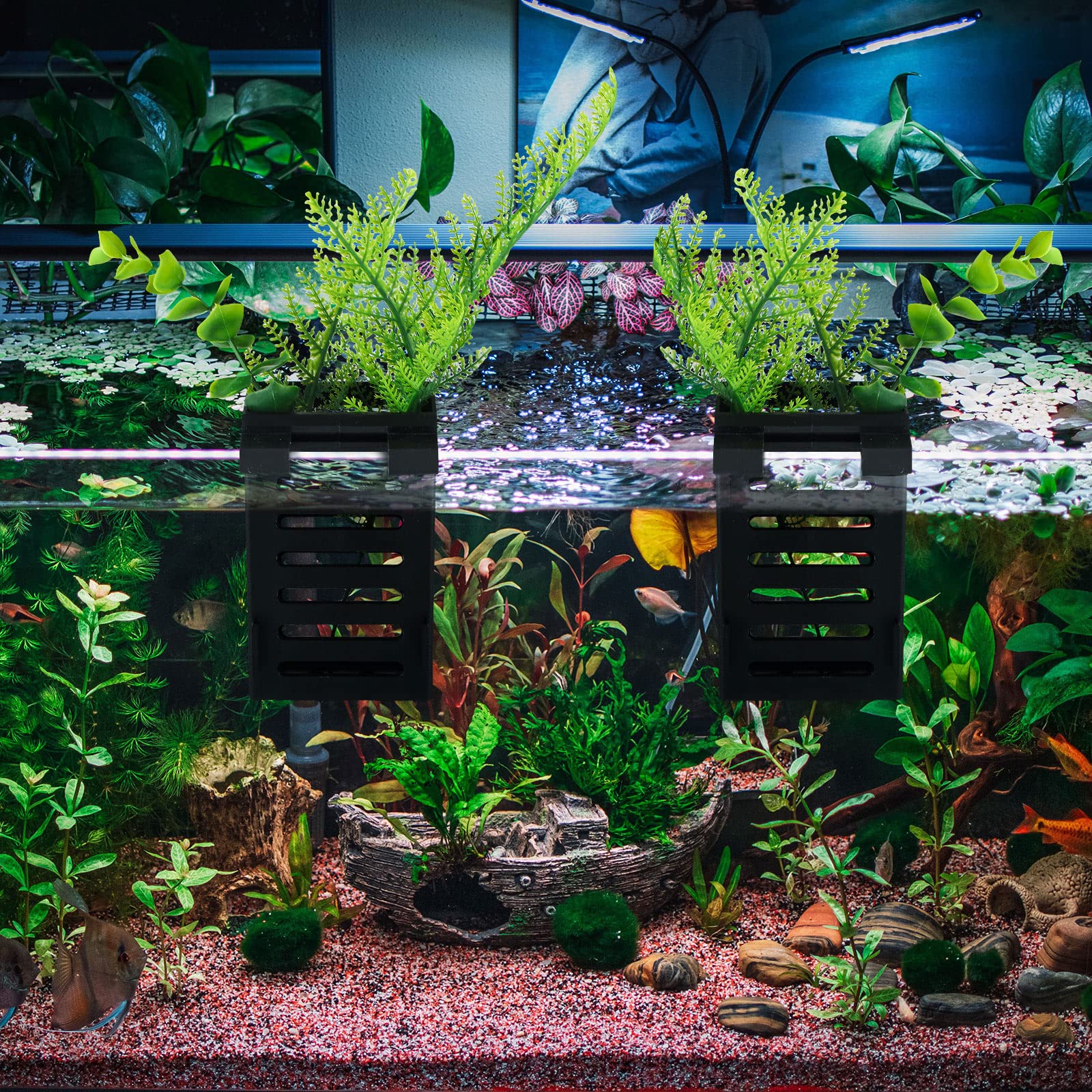 Dandat 8 Pcs Aquarium Plant Holder Set - Hanging Aquatic Plant Pots with Multiple Sizes for Fish Tank Decor | Perfect for Aquascaping, Betta Fish Tanks & Underwater Gardens