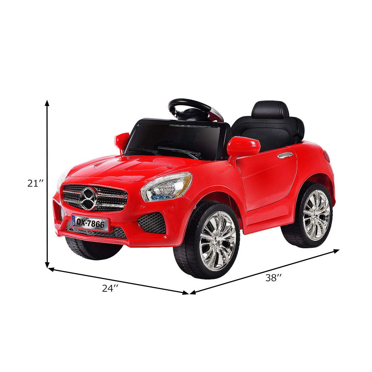 Costzon 6V Kids Ride On Car with Parental Remote Control & Foot Pedal - Battery Powered Toy Vehicle with LED Lights & MP3 Player - Red Ride On Car for Toddlers (Perfect for Indoor/Outdoor Play, Birthday Gifts & Preschool Learning)
