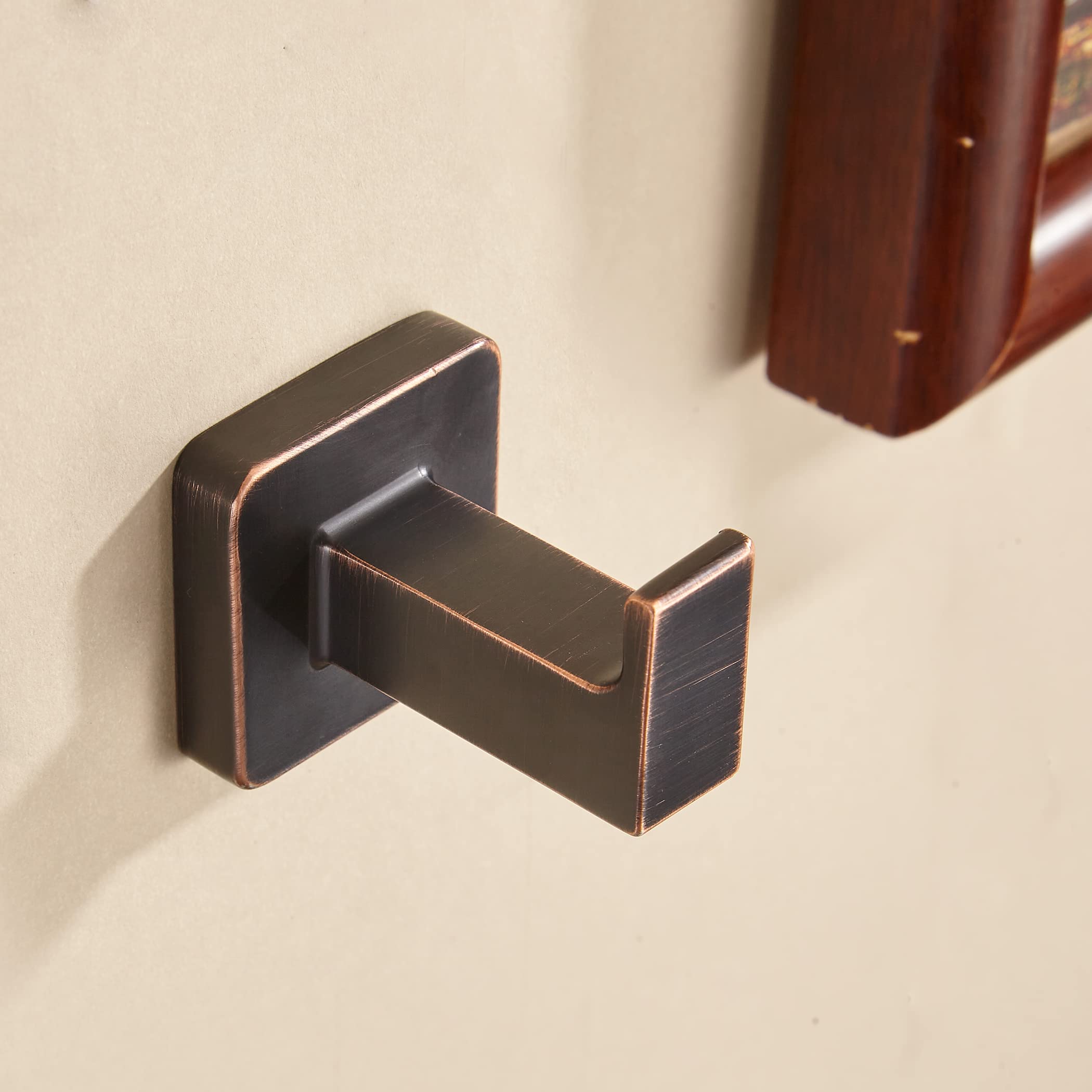 Bronze Towel Hooks - Wall Mounted Bathroom Hooks (2-Pack) for Robes & Coats