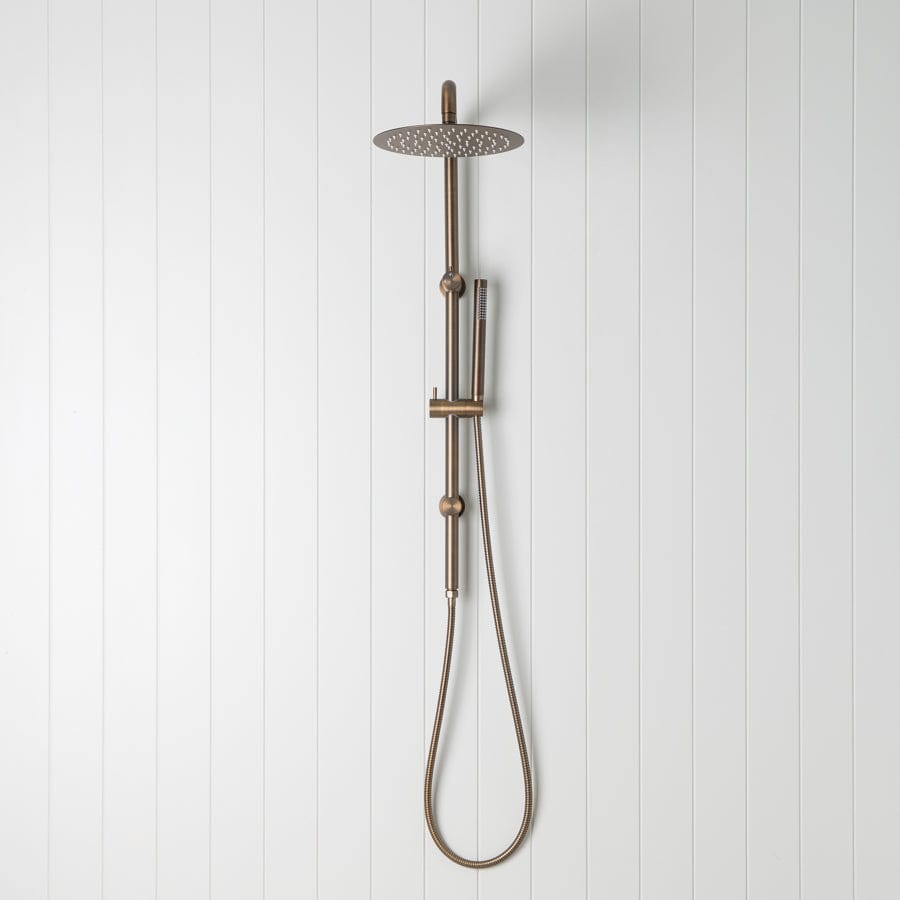Antique Brass Shower Head and Handheld Shower Combo - Vintage Style Bathroom Fixture for Luxurious Spa-Like Experience at Home