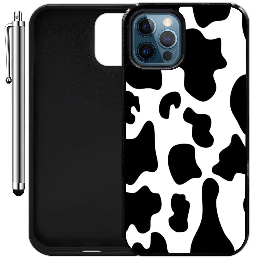 Bomba Cases Shockproof Lightweight iPhone 12/12 Pro Phone Case with Custom Cow Print Design - Aesthetic Protective Cover for Everyday Use, Travel & Outdoor Activities