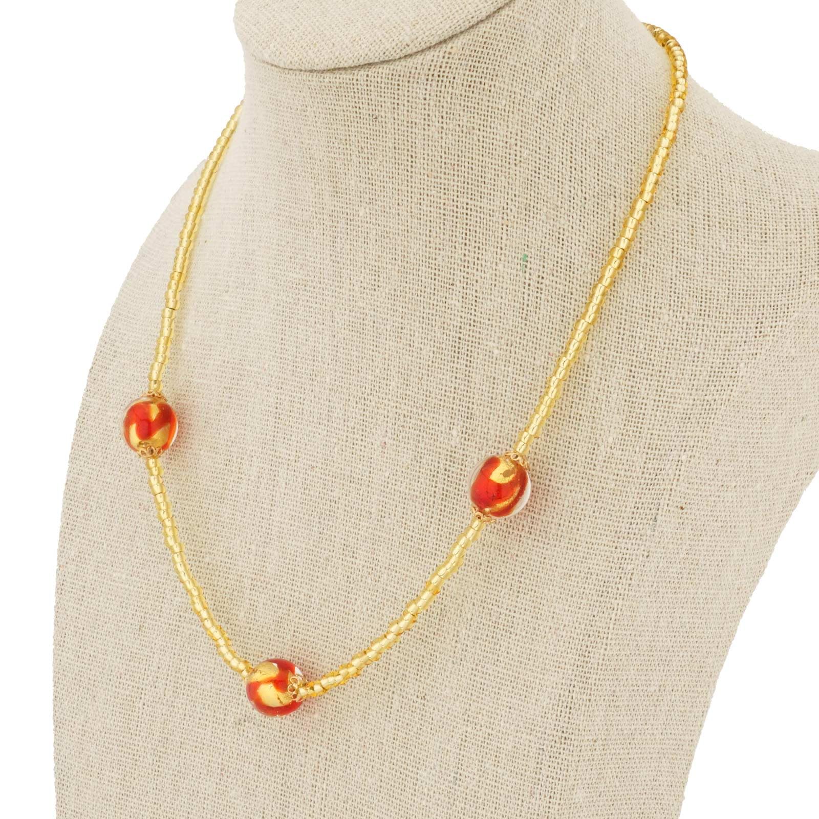 Venetian Murano Glass Royal Red Ball Necklace - Handmade Italian Jewelry for Women, Elegant Gift for Weddings & Special Occasions