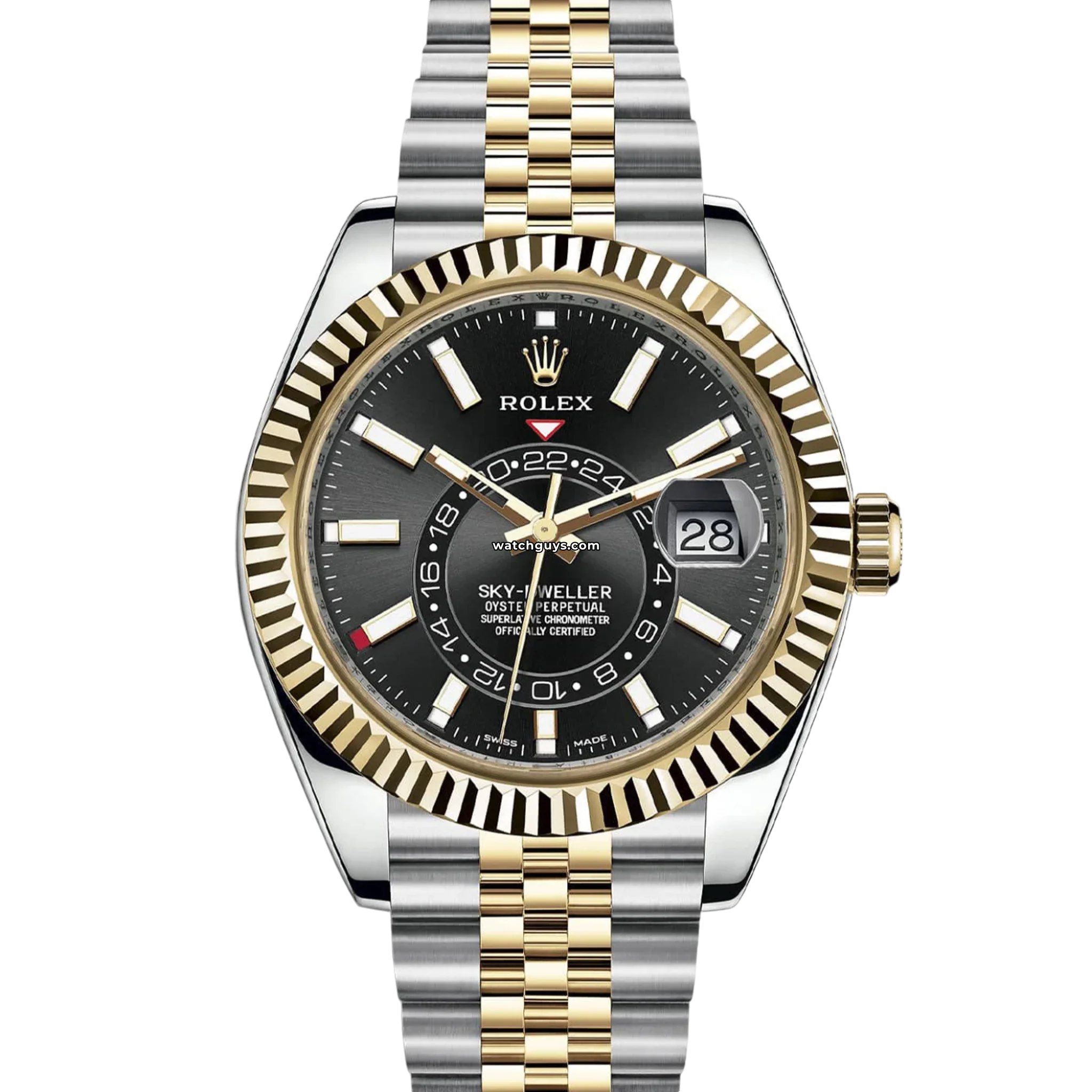 Rolex Sky-Dweller 326933 Men's Luxury Watch - Black Dial, Stainless Steel & 18k Yellow Gold, GMT & Annual Calendar - Perfect for Business Travel & Formal Occasions