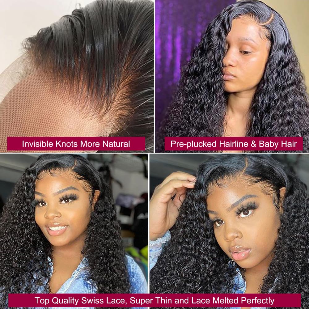 13x6 HD Lace Front Human Hair Wig - 200% Density Mongolian Curly Virgin Hair with Baby Hair & Pre-Plucked Hairline | Glueless Unprocessed Curly Wig for Black Women (22 Inch) | Perfect for Daily Wear, Parties, Cosplay & Special Occasions