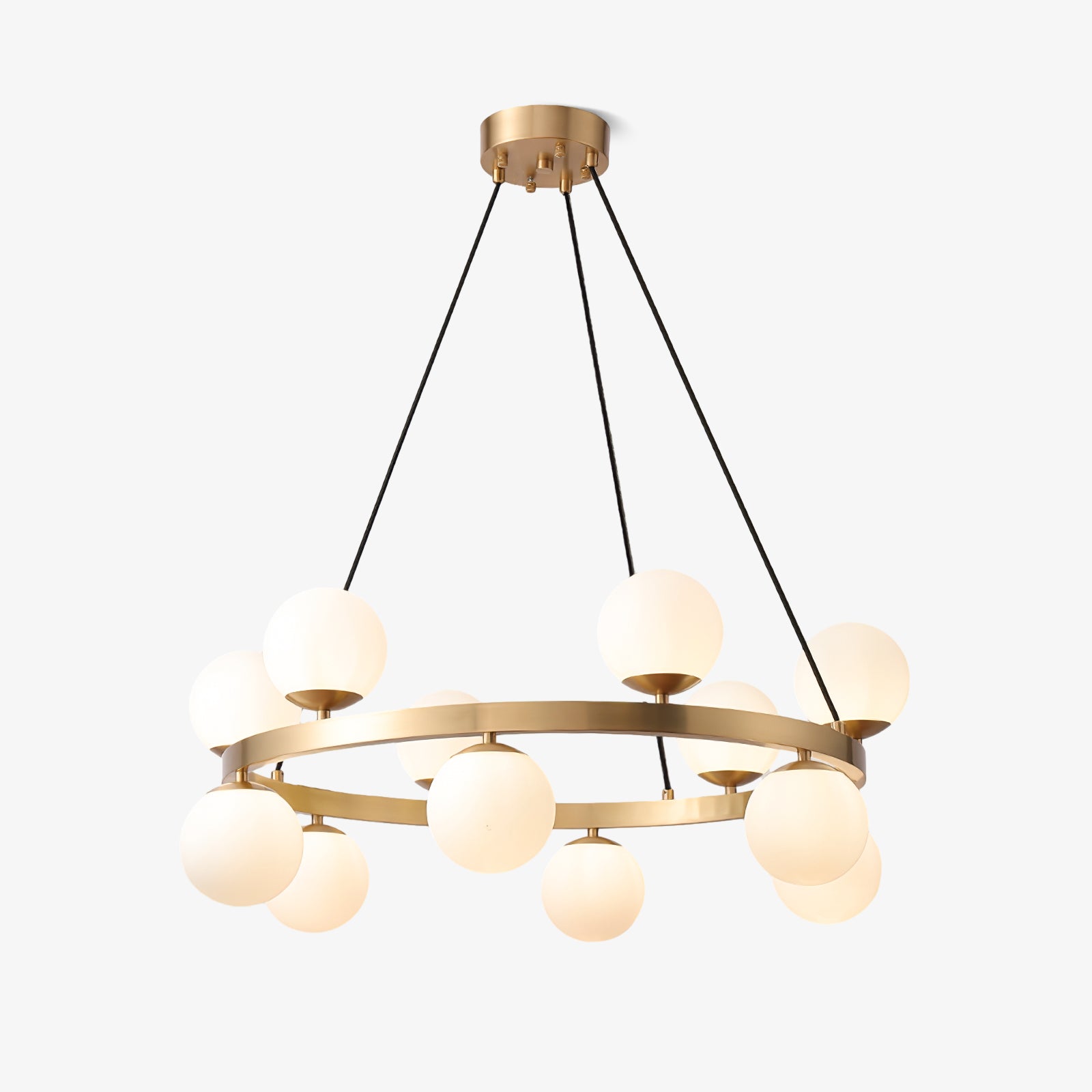 Bubbles Brass Ring Chandelier - Elegant Vintage Ceiling Light Fixture for Dining Room, Living Room & Bedroom Decor