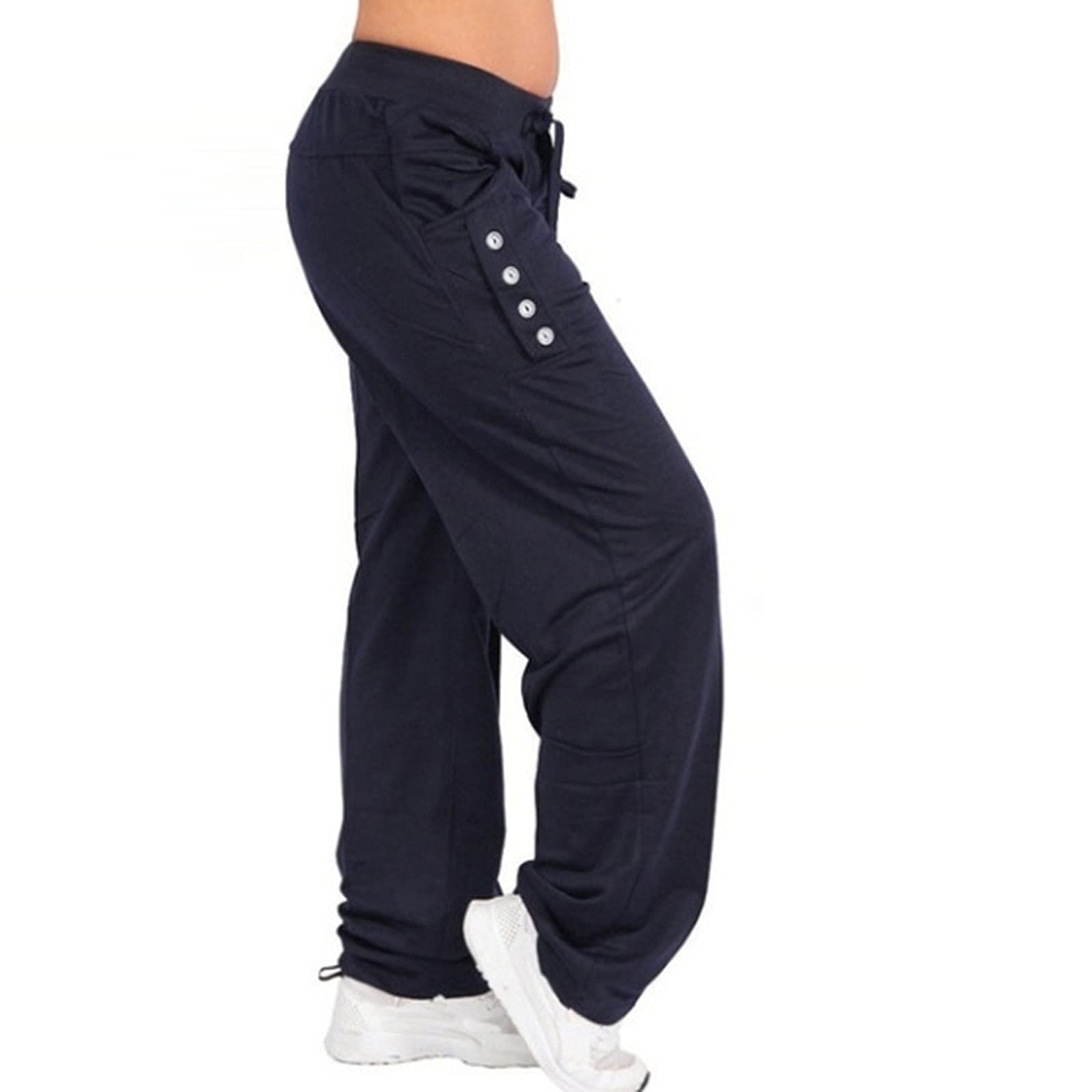 Women's Casual Sweatpants - Soft Wide Leg Loose Fit Drawstring Joggers with Pockets for Running, Yoga & Lounge Wear - Comfortable Athletic Leisure Pants