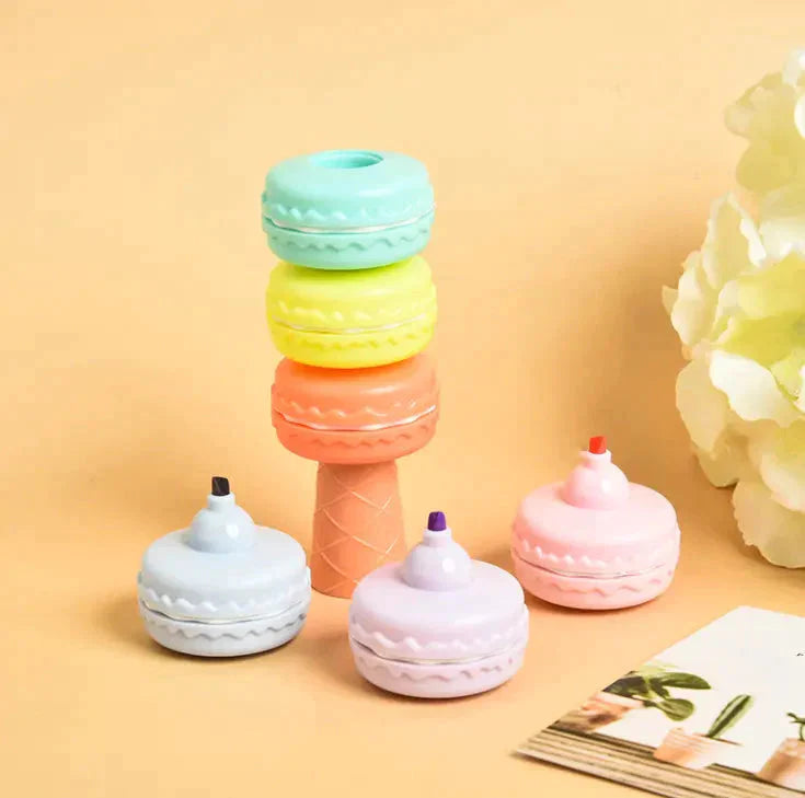 5-Color Macaron Fluorescent Highlighters - Bright Pastel Markers for Note Taking, Studying & Office Use - Ideal for Students, Teachers & Professionals