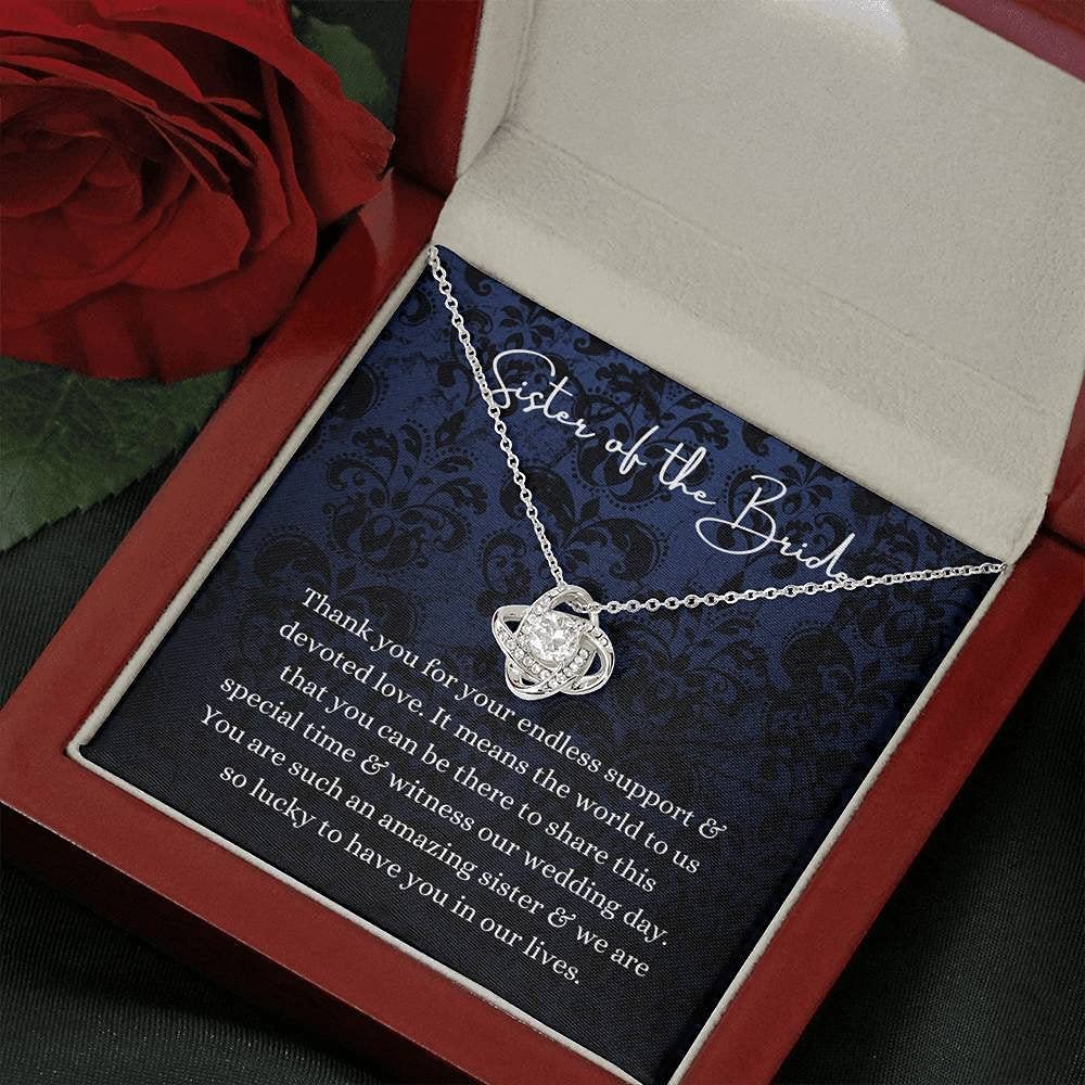 Love Knot Necklace - Elegant Sister of the Bride Jewelry Gift, Perfect Wedding Thank You Present from Bride & Groom, Bridal Party Appreciation Keepsake - Ideal for Weddings, Anniversaries & Special Occasions