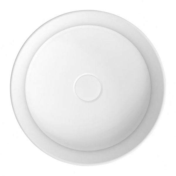 ADP Monica 35.5cm Semi Inset Bathroom Sink - Gloss White Porcelain Ceramic Basin for Modern Vanity & Powder Room Installation